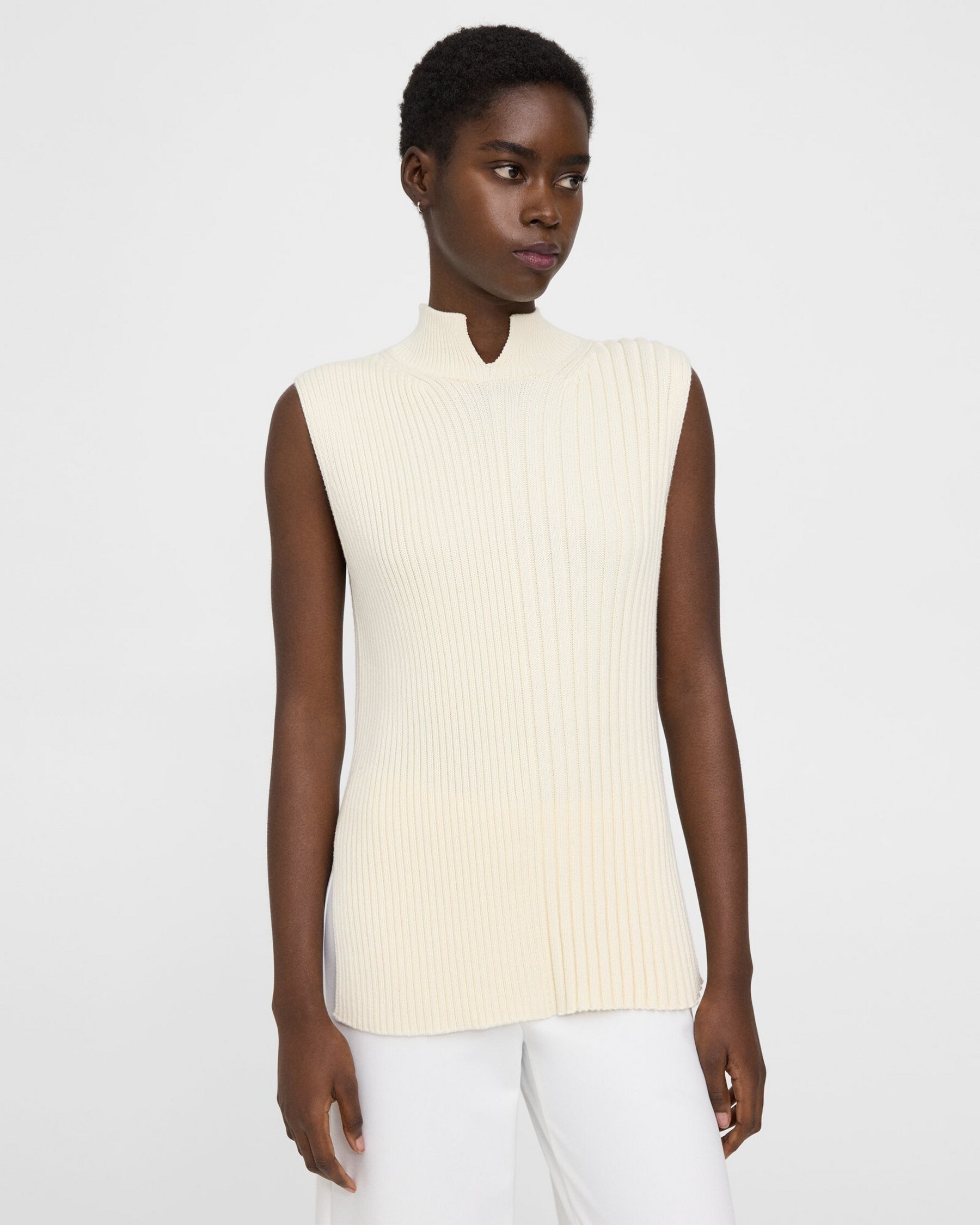 Theory Turtleneck Shell Top in Cotton-Cashmere
