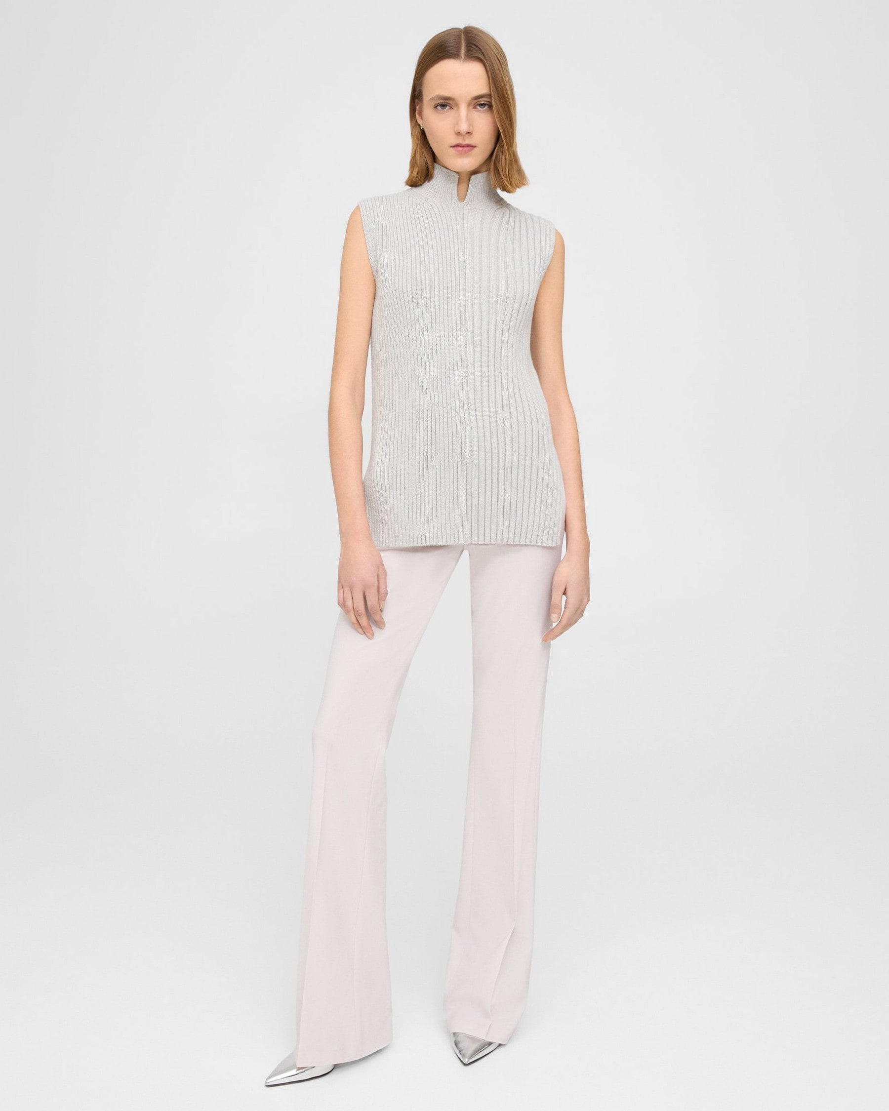 Turtleneck Shell Top in Cotton-Cashmere