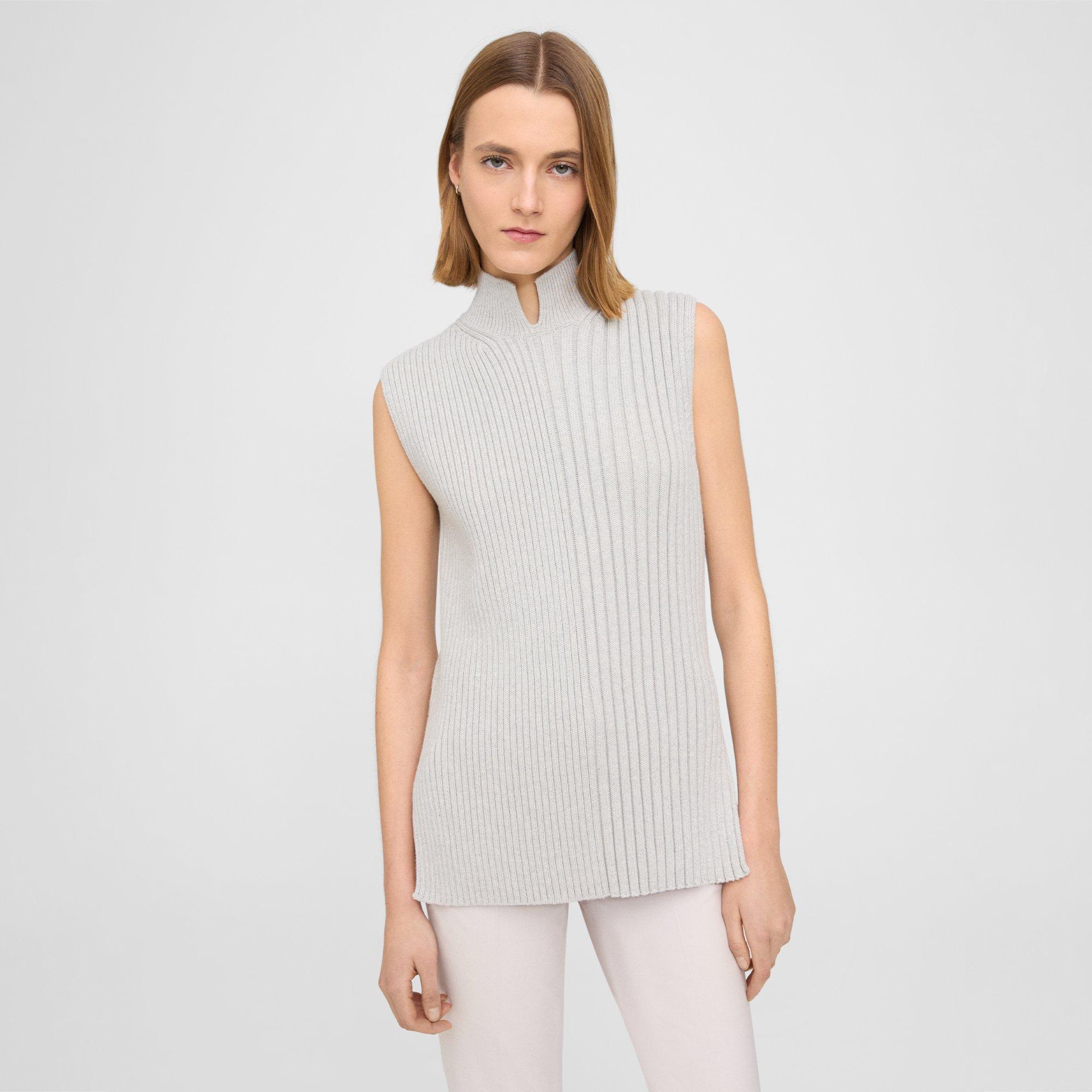 Cotton-Cashmere Turtleneck Shell Top | Theory