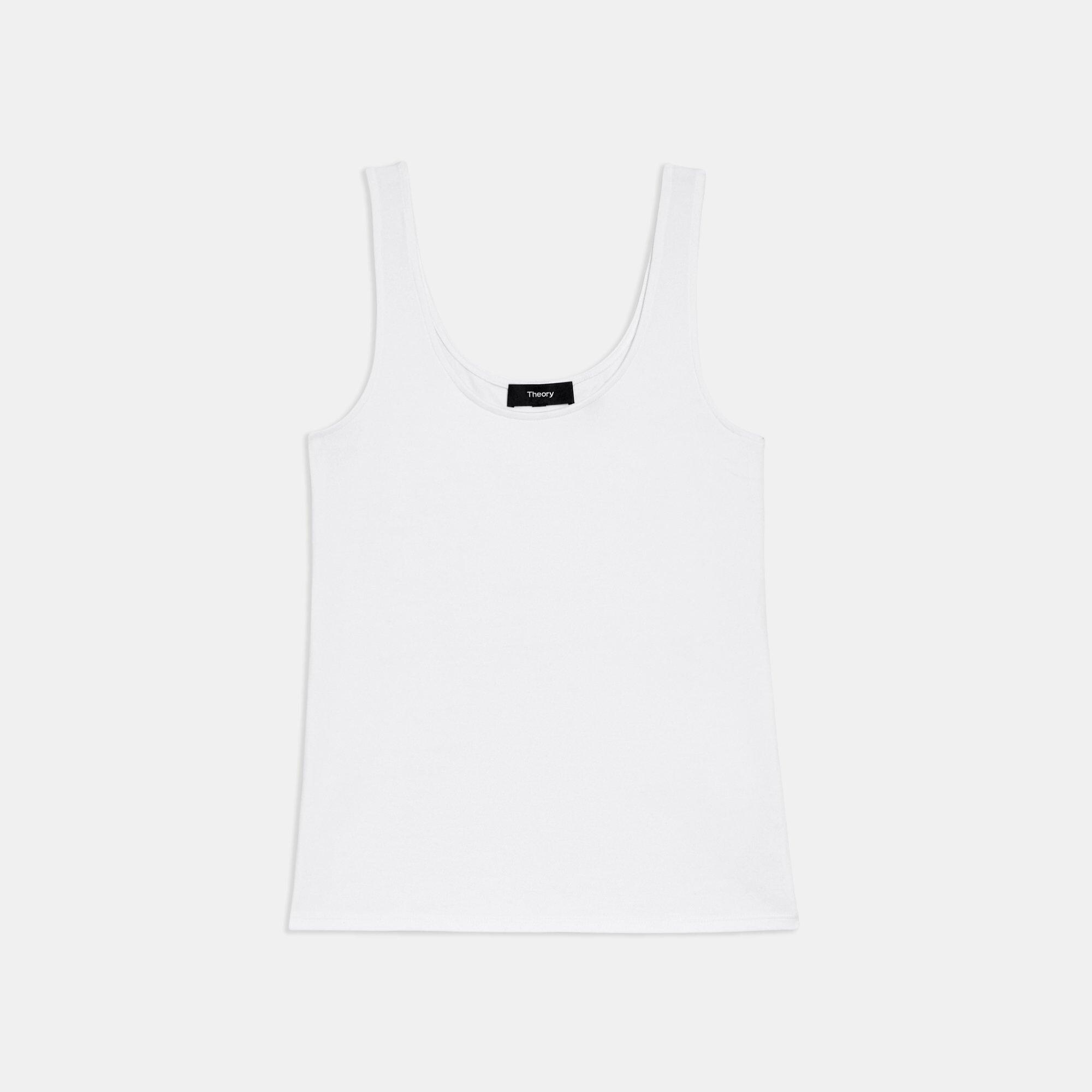 Stretch Cotton Cotton Scoop Neck Tank | Theory