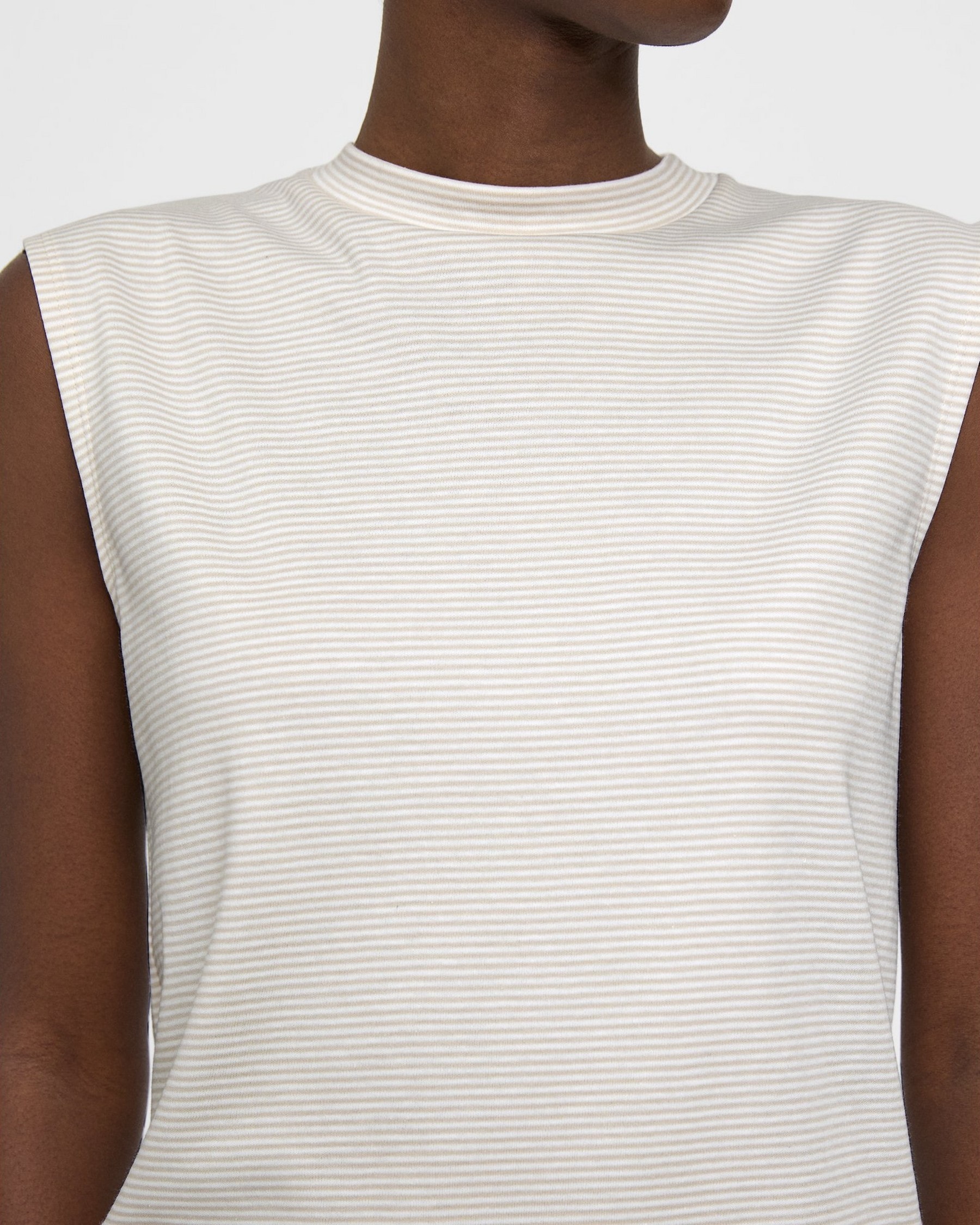 Striped Cotton Jersey Perfect Cut-Off Tee | Theory