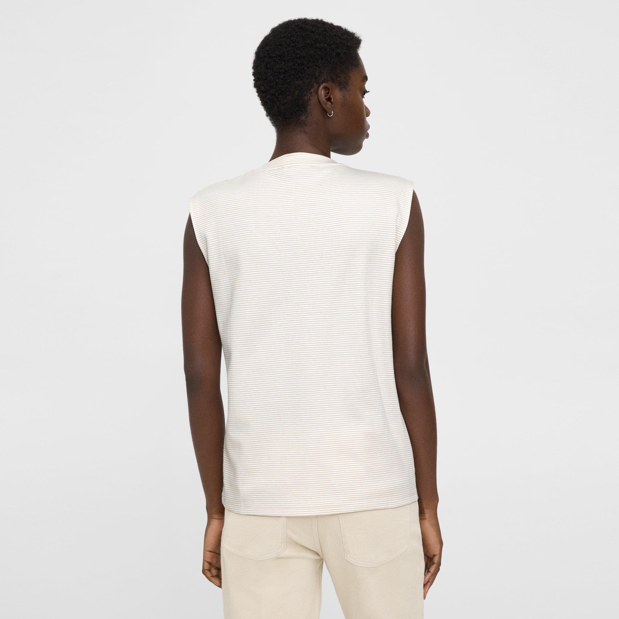 Perfect Cut-Off Tee in Striped Cotton Jersey