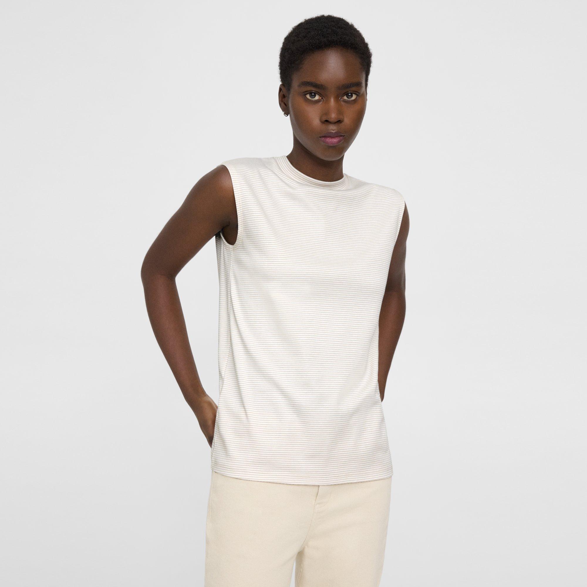 Perfect Cut-Off Tee in Striped Cotton Jersey