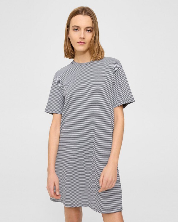 띠어리 Theory Perfect T-Shirt Dress in Striped Cotton Jersey,CHARCOAL MULTI