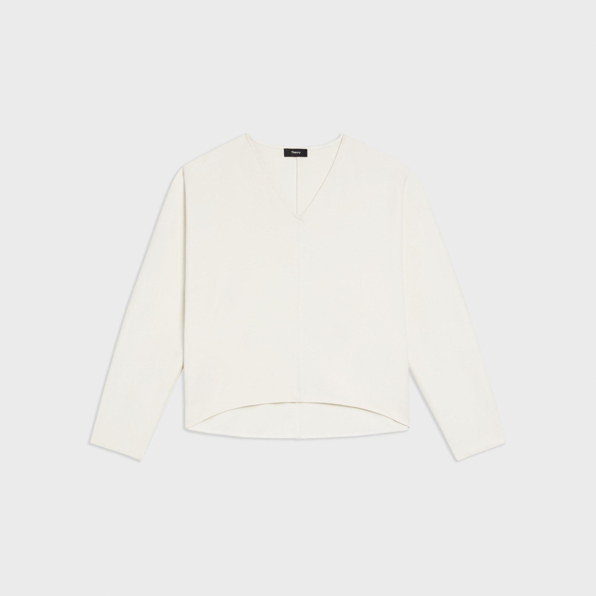 Sculpted V-Neck Top in Double-Knit Jersey