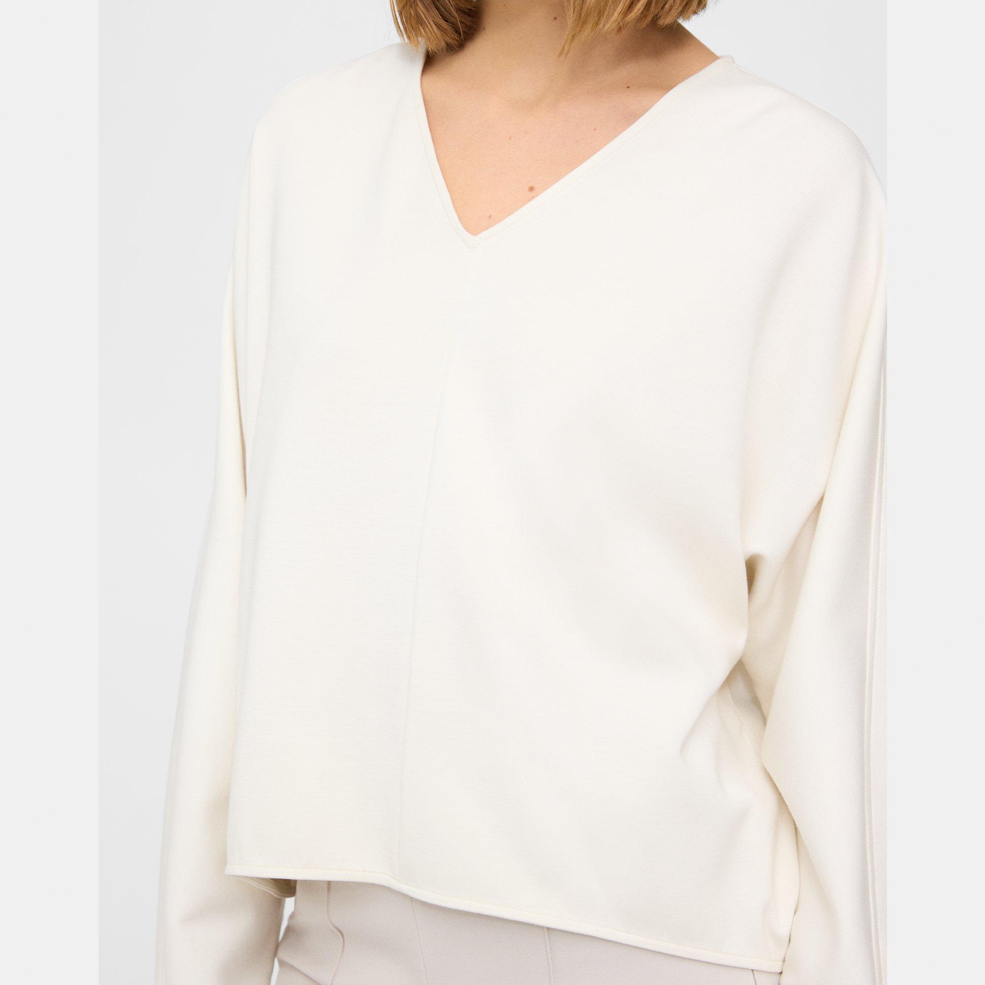 Sculpted V-Neck Top in Double-Knit Jersey