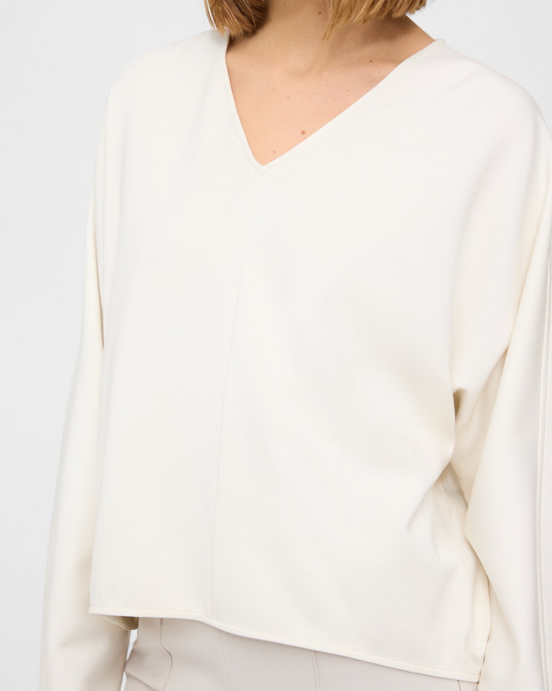 Sculpted V-Neck Top in Double-Knit Jersey