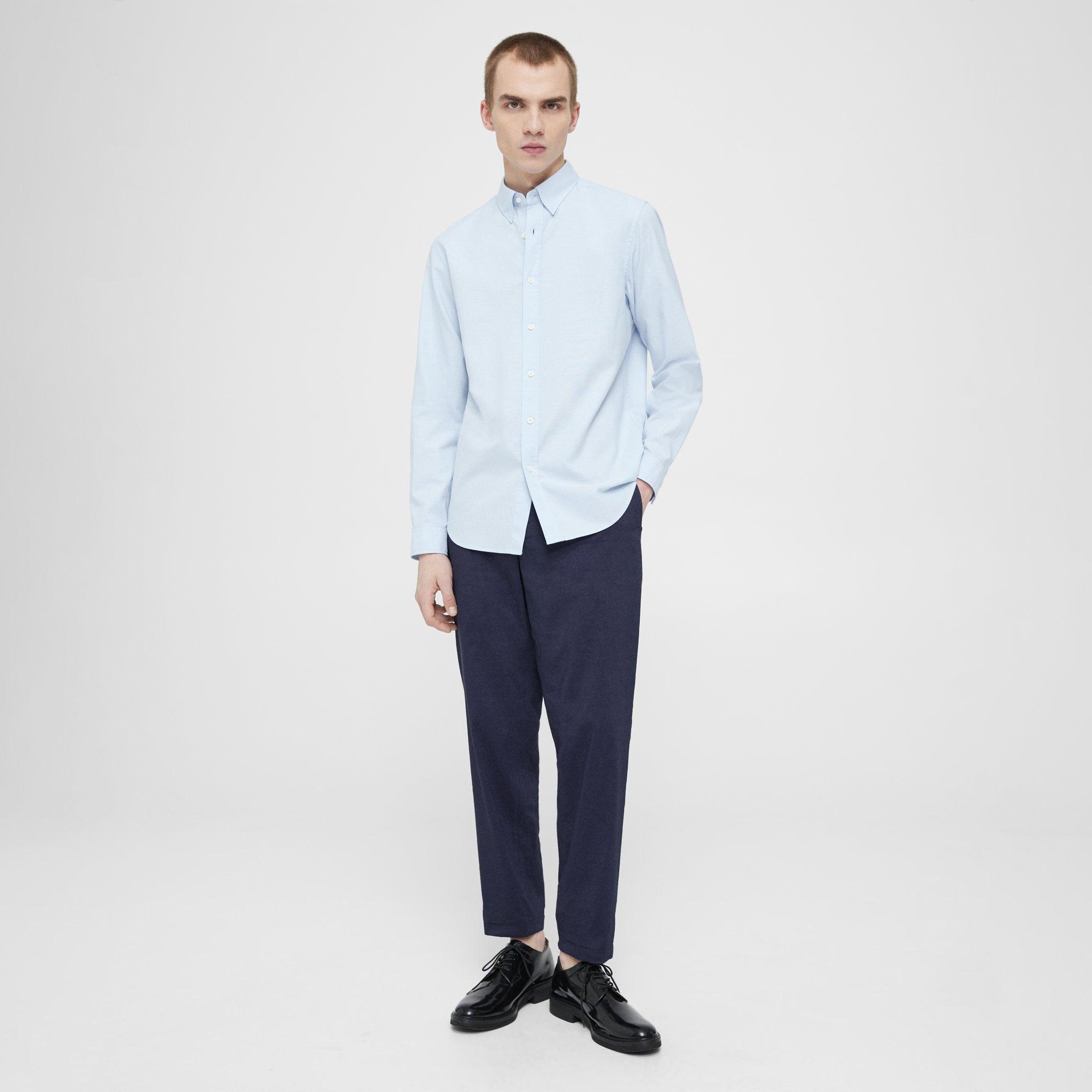 Blue Oxford Cotton Irving Shirt | Theory