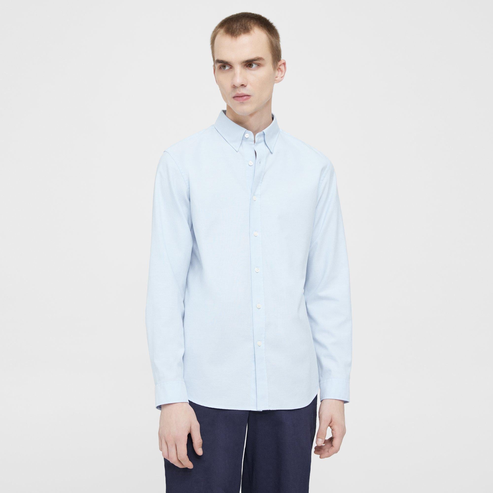 Blue Oxford Cotton Irving Shirt | Theory