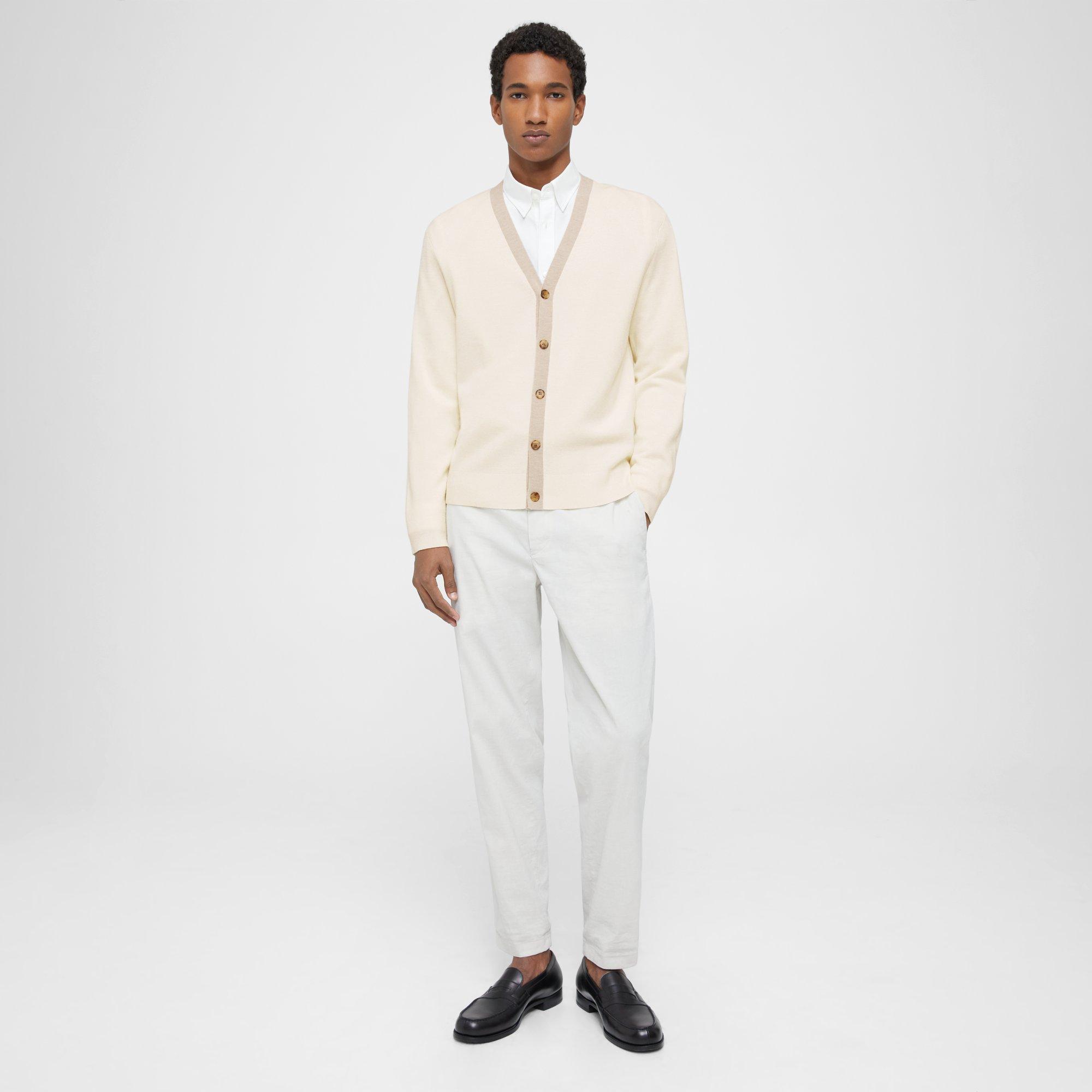 White Merino Wool V-Neck Cardigan | Theory