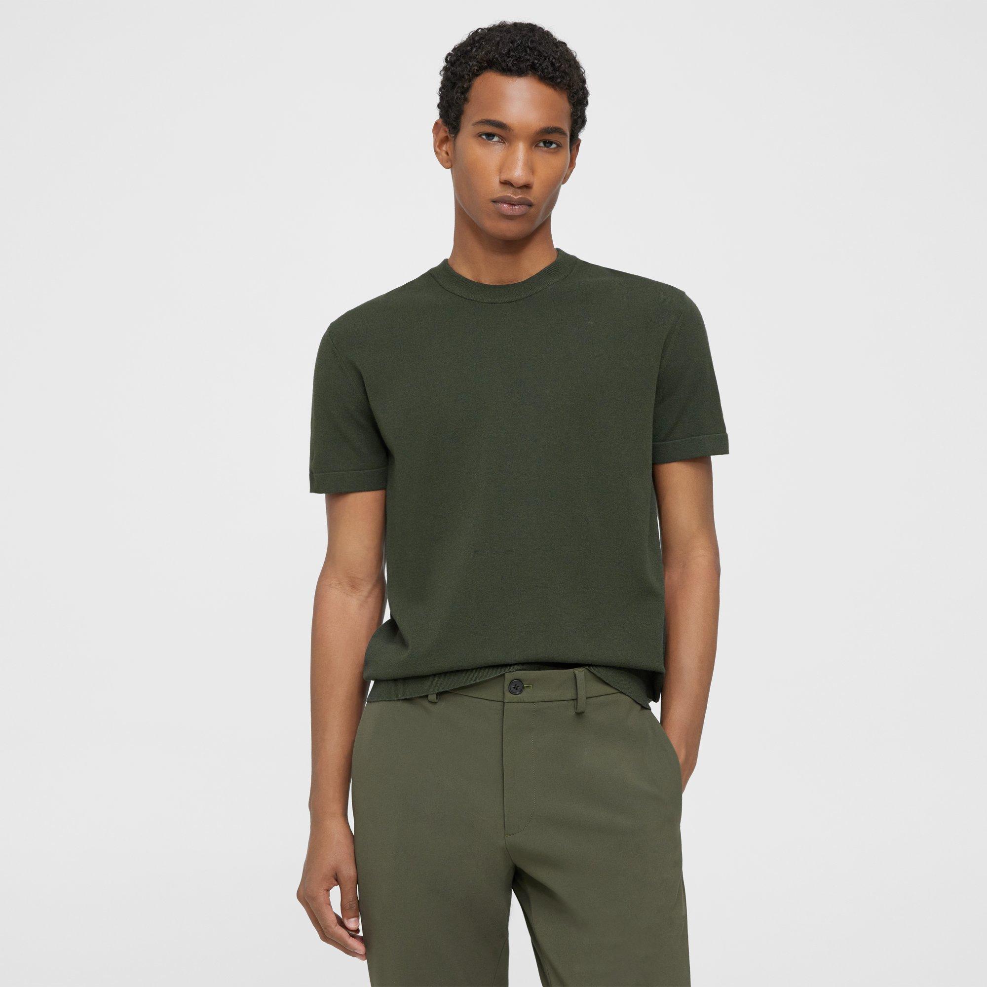 Green Fine Bilen Sarior Short-Sleeve Sweater | Theory