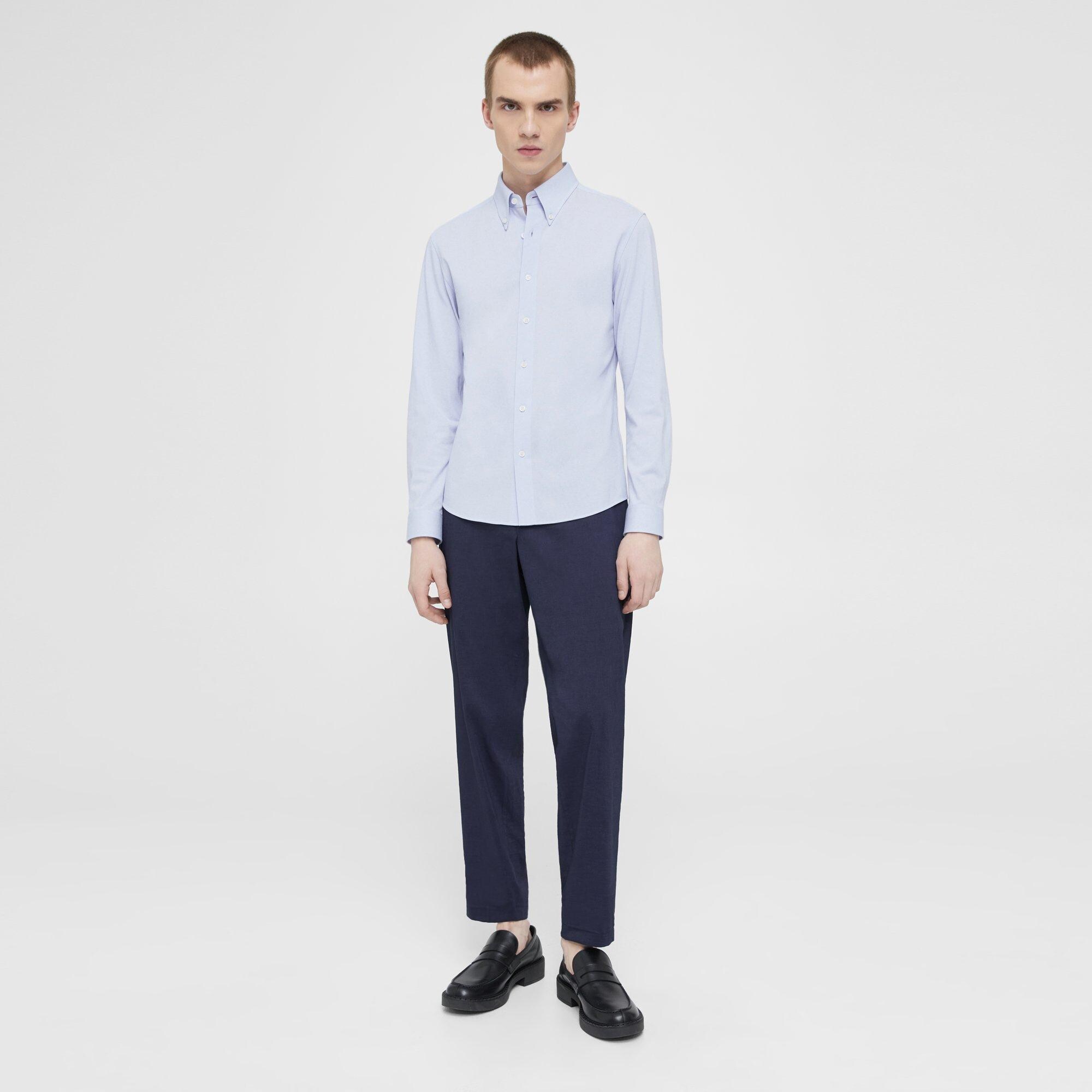 Blue Structured Piqué Alfred Shirt | Theory