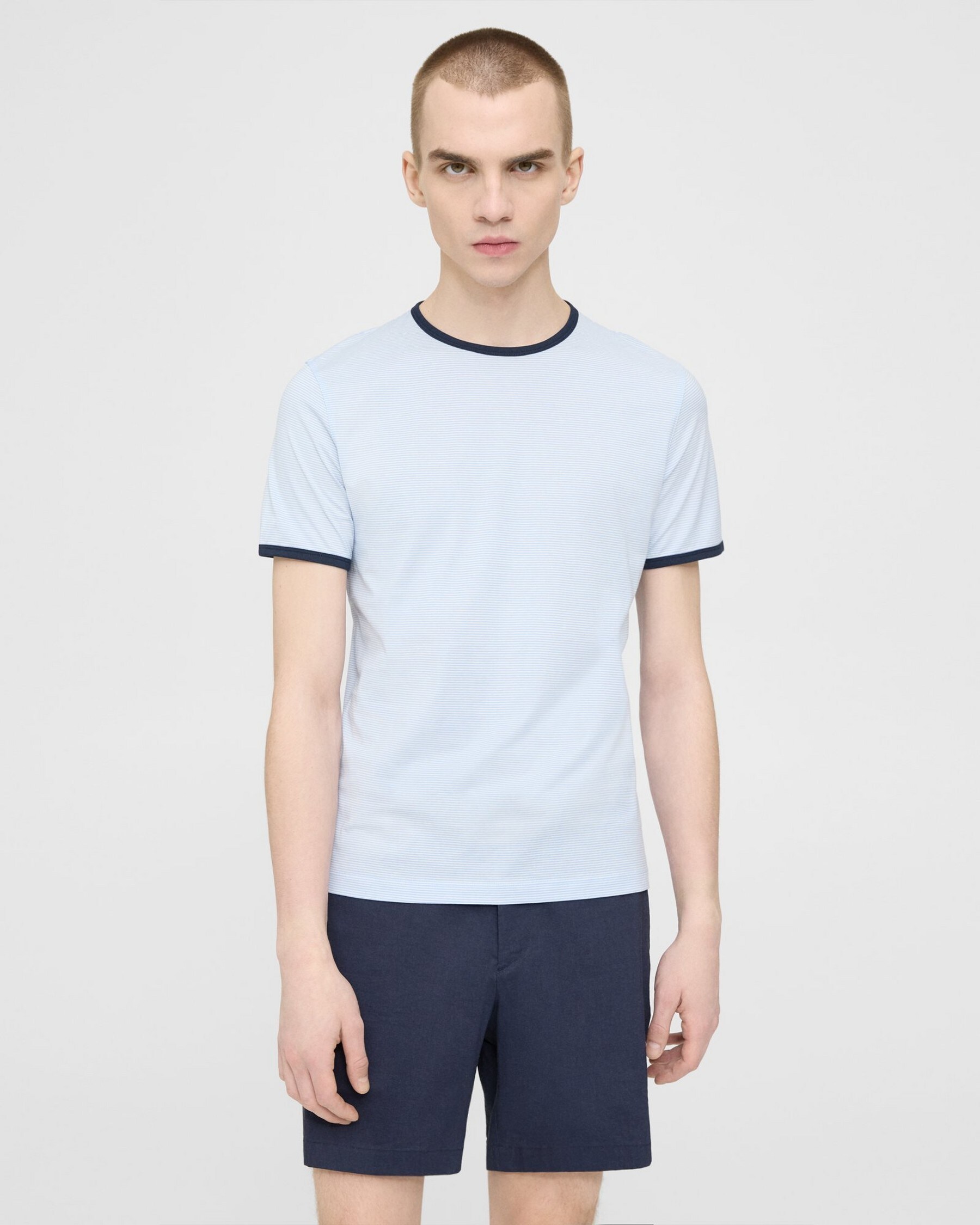 Whirlpool Christchurch globaal Blue Cotton Striped Ringer Tee | Theory