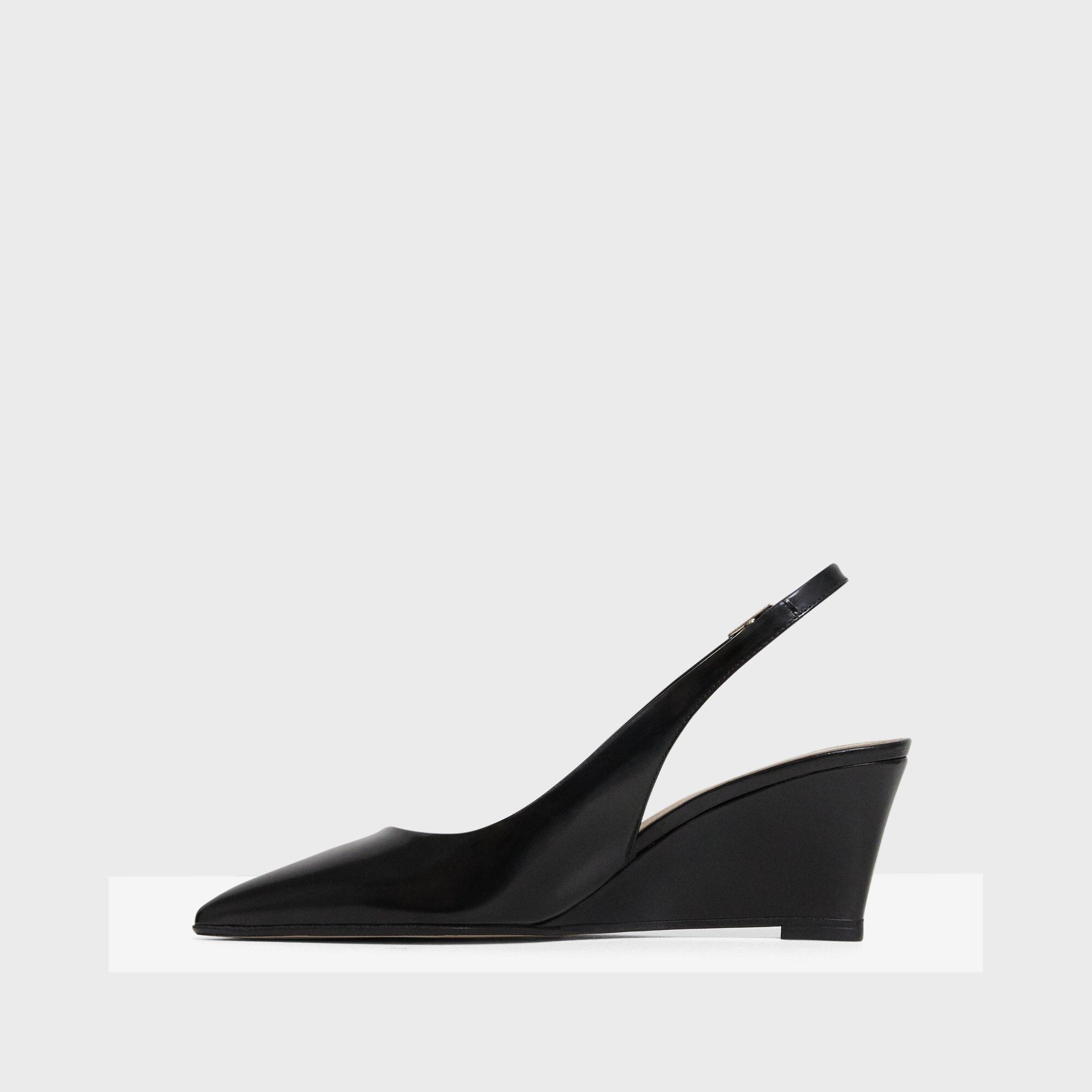 Black Leather Slingback Wedge | Theory