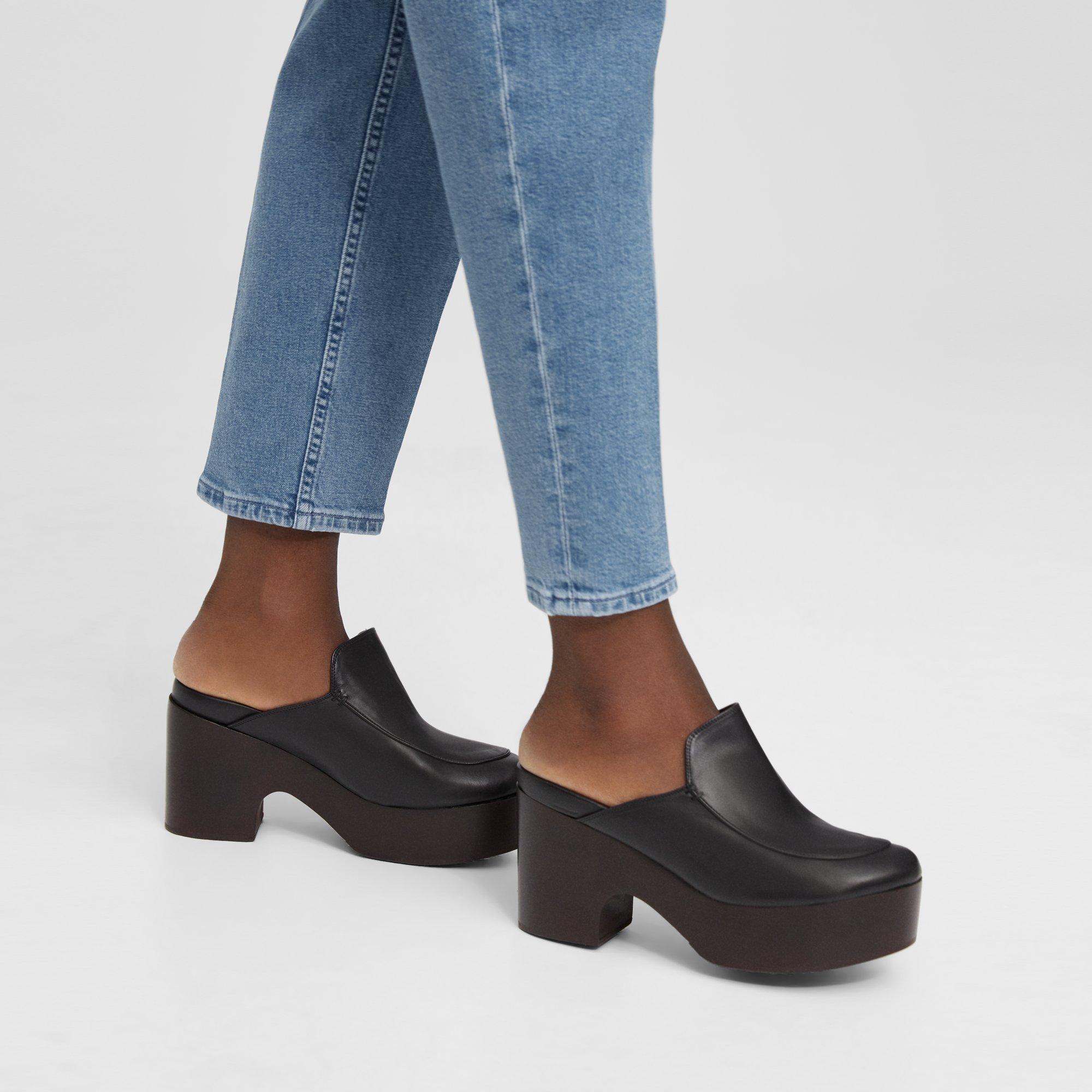 Leather Platform Clog Theory