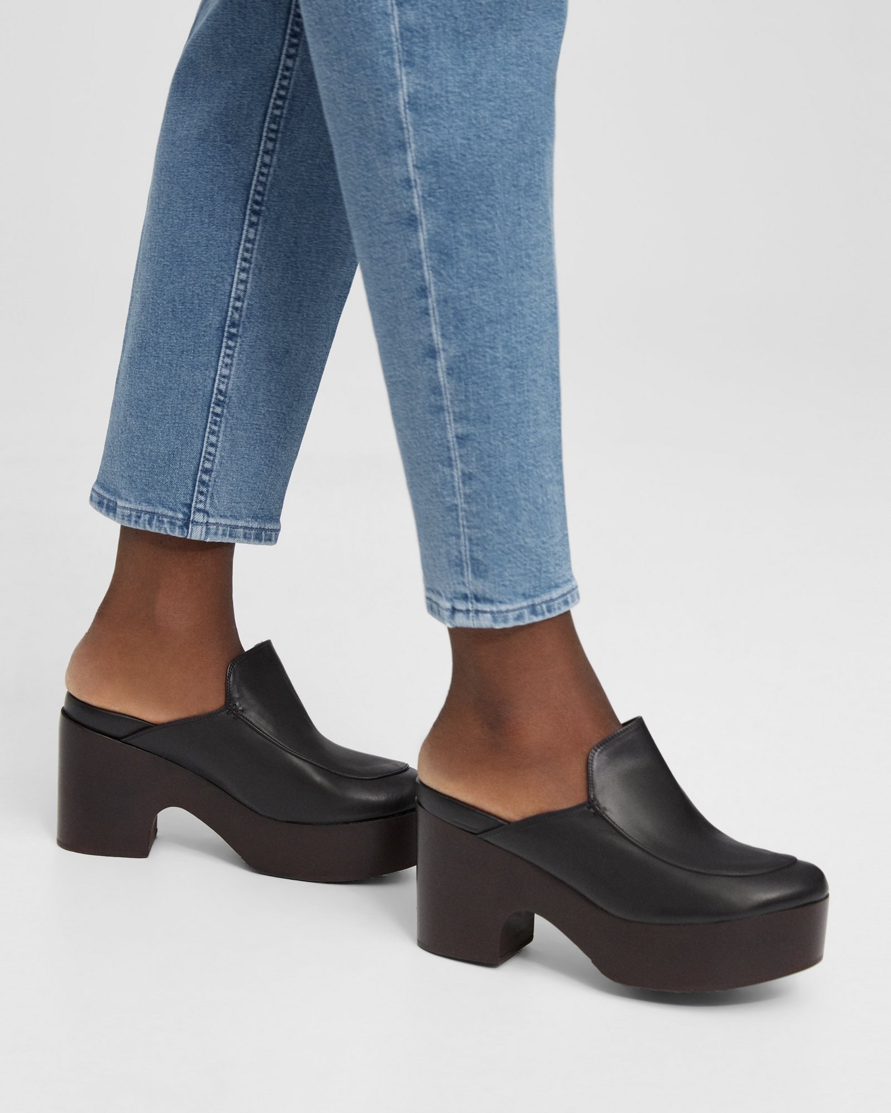 Theory Platform Clog in Leather