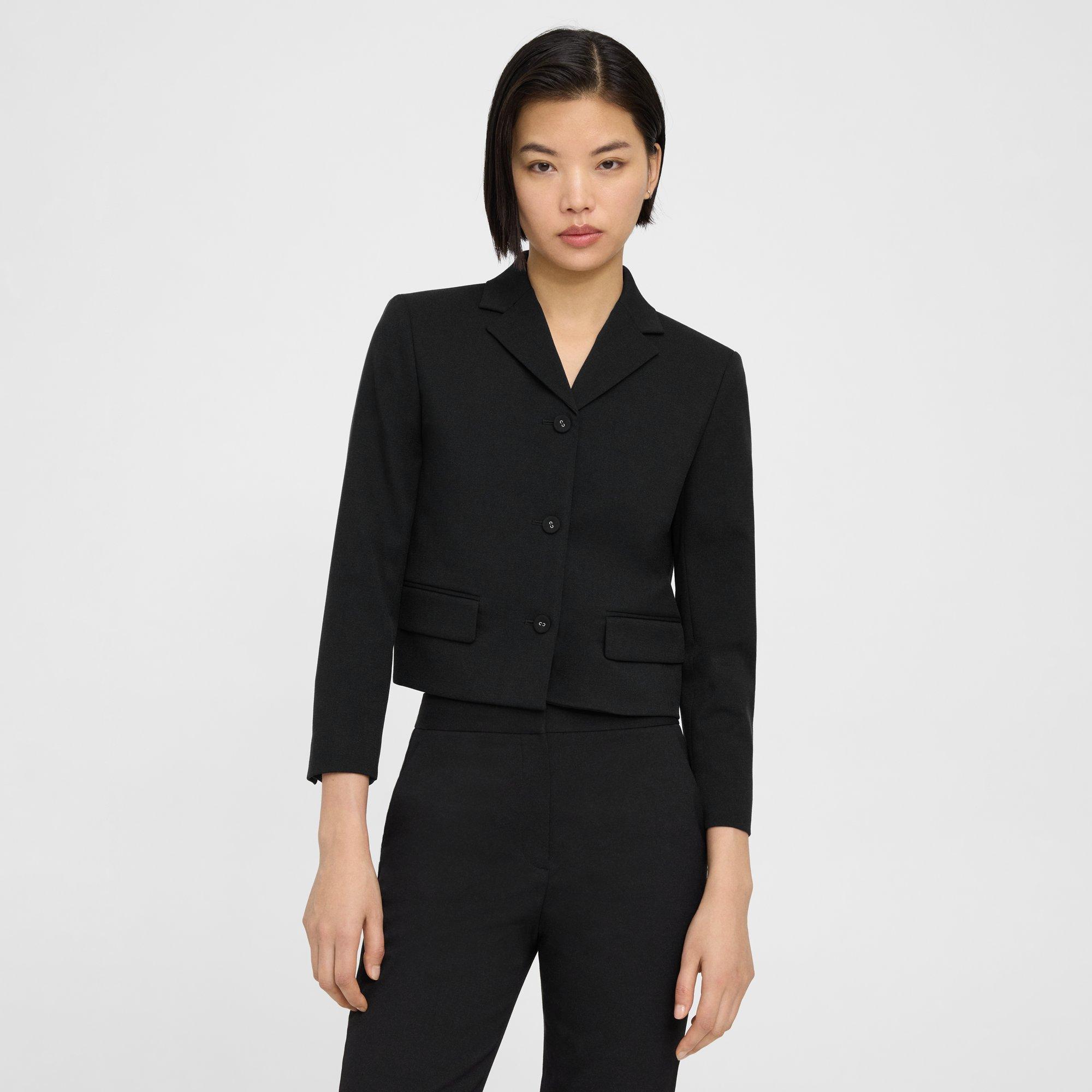 Cropped Jacket in Textured Gabardine