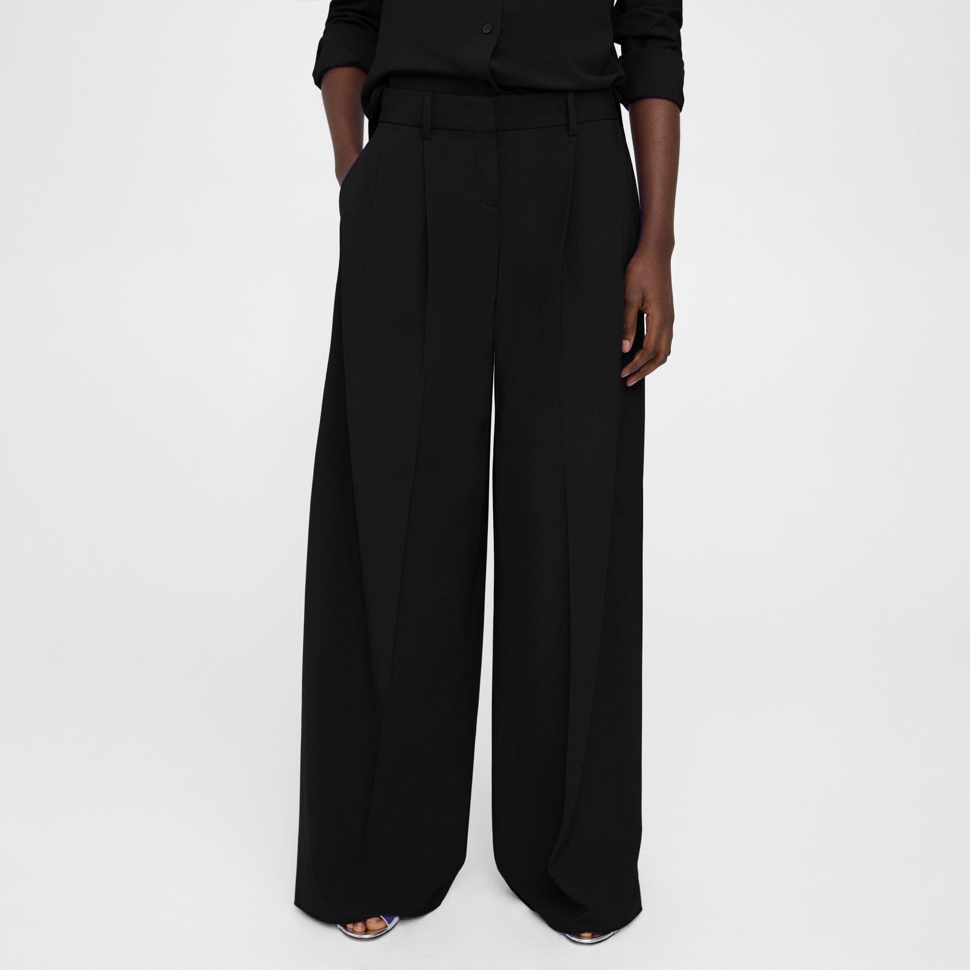 Pleated Low-Rise Pant in Stretch Wool