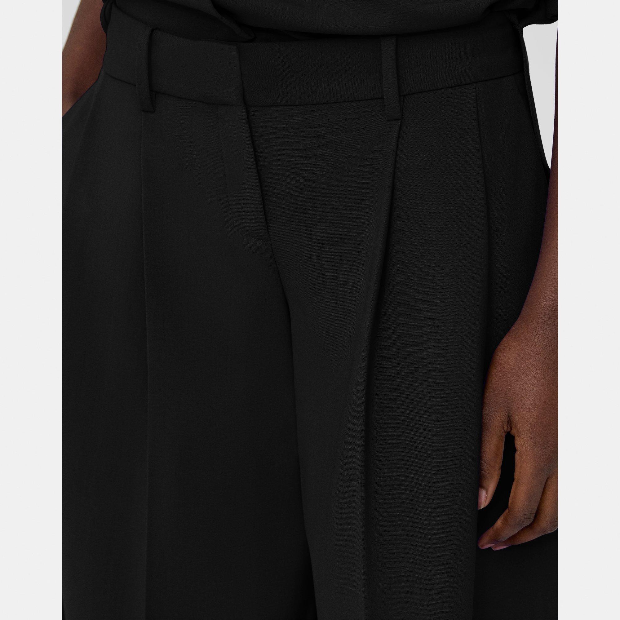 Pleated Low-Rise Pant in Stretch Wool