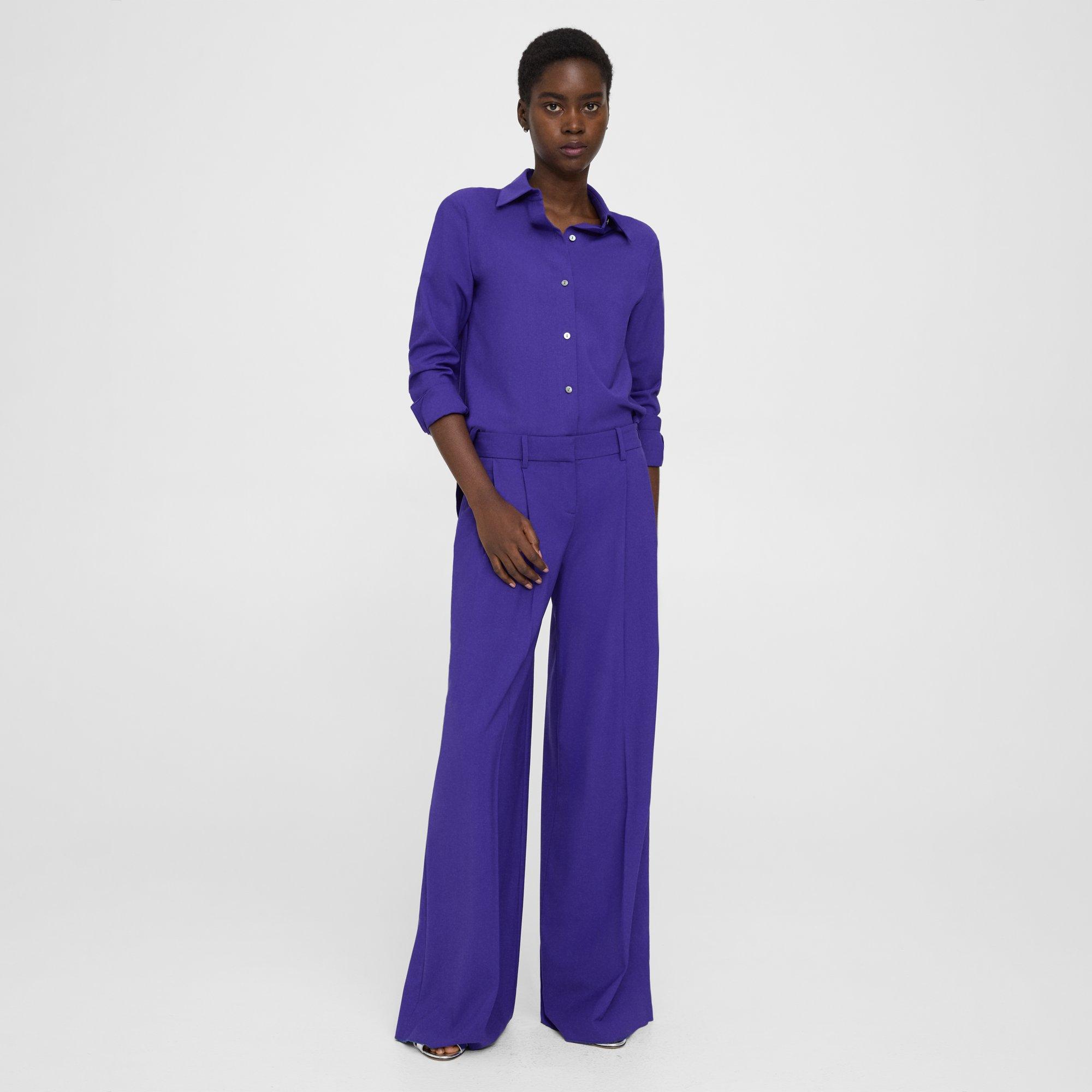 Pleated Low-Rise Pant in Stretch Wool