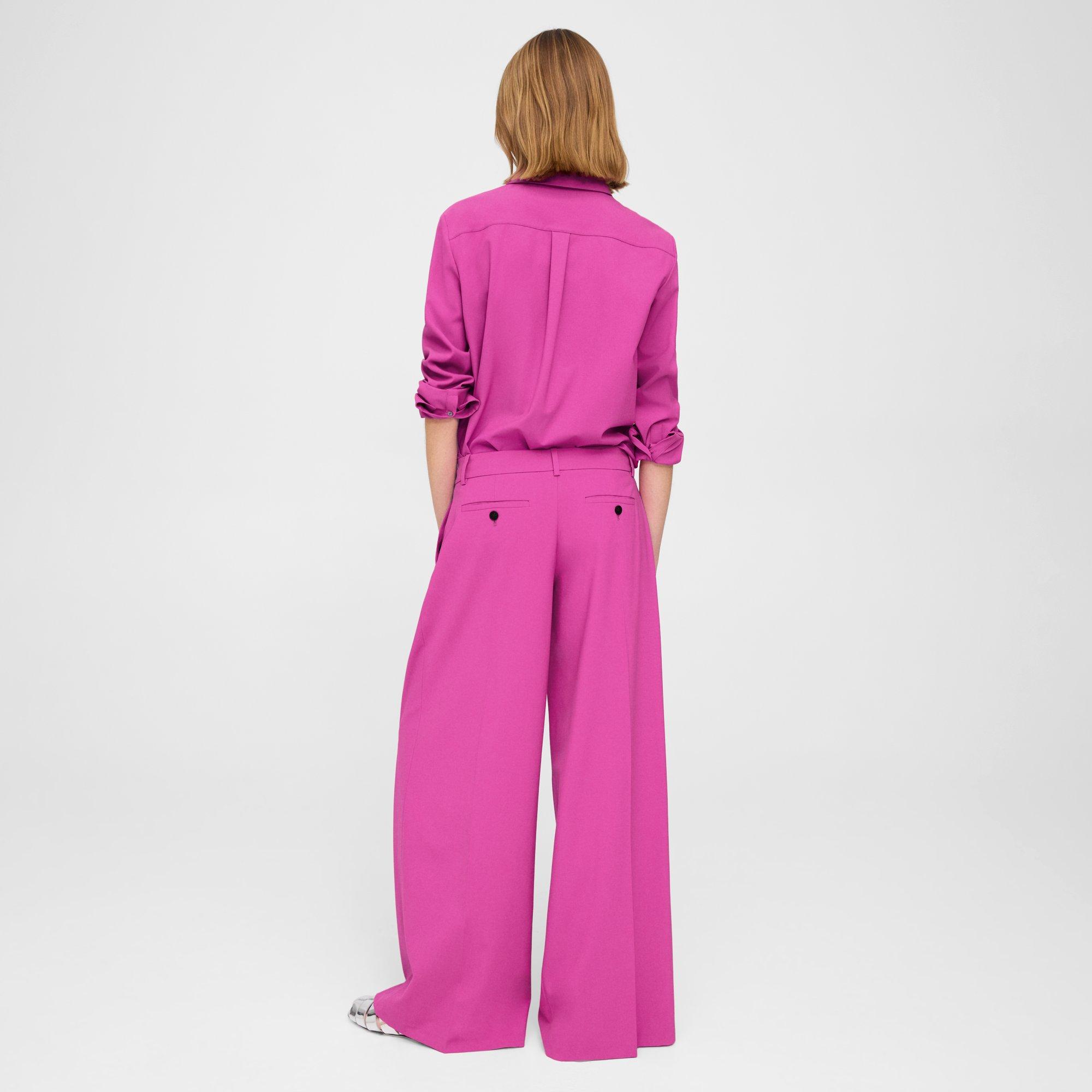 WOMEN'S LIGHTWEIGHT COOL WOOL PLEATED PANT IN FUCHSIA – Nigel Curtiss