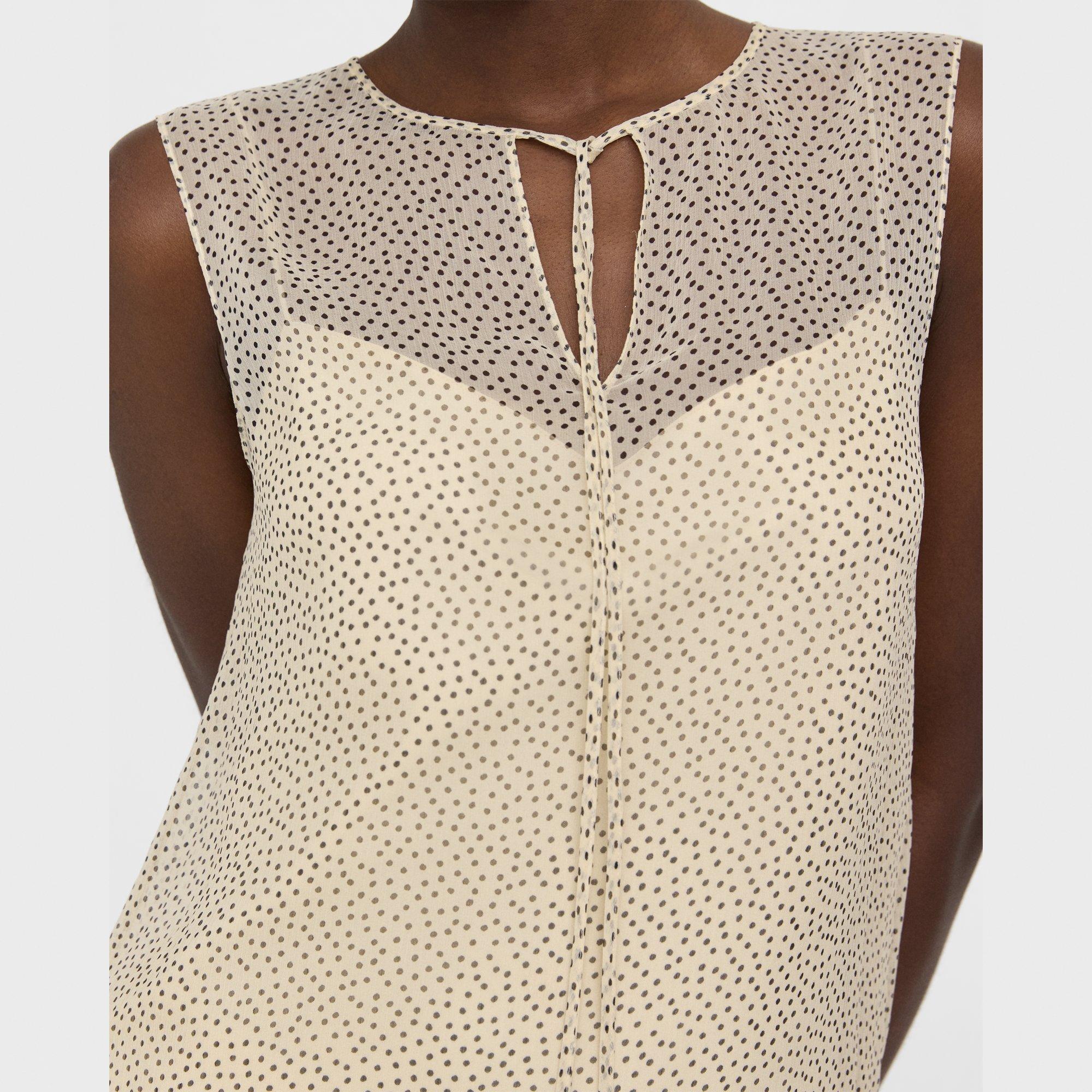 Sleeveless Tie Neck Top in Silk Chiffon