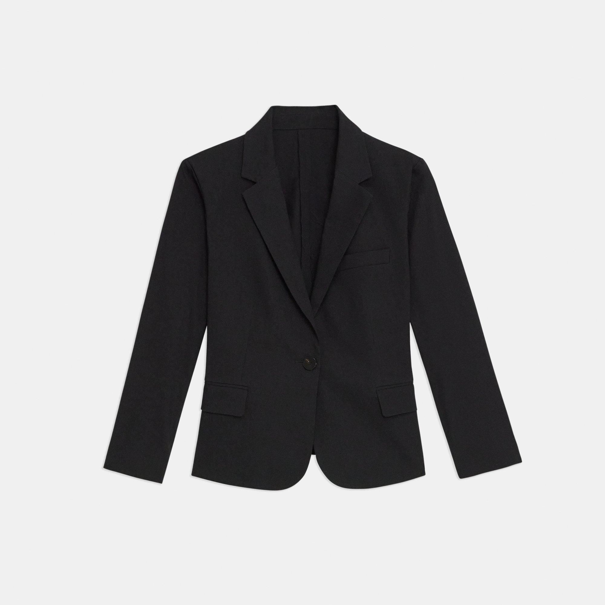 Black Good Linen Shrunken Blazer | Theory