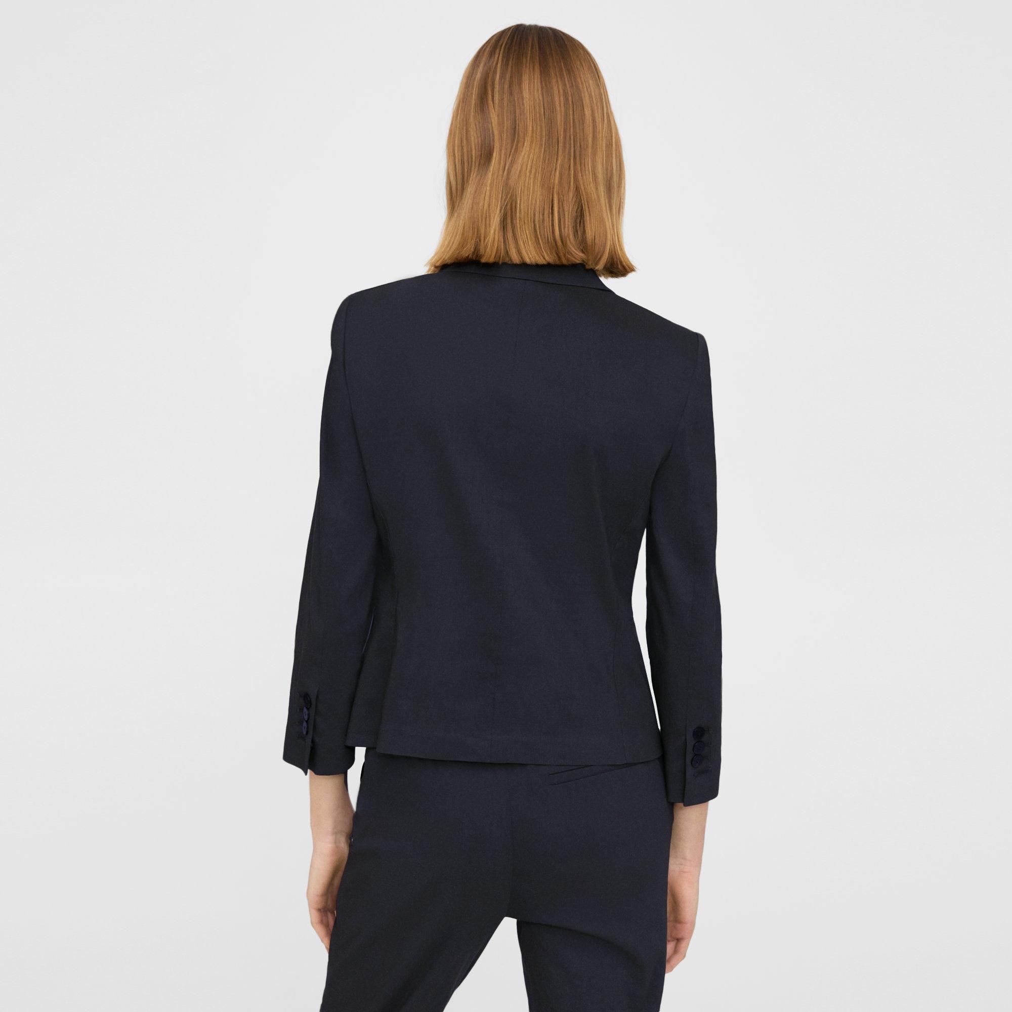 Blue Good Linen Shrunken Blazer | Theory