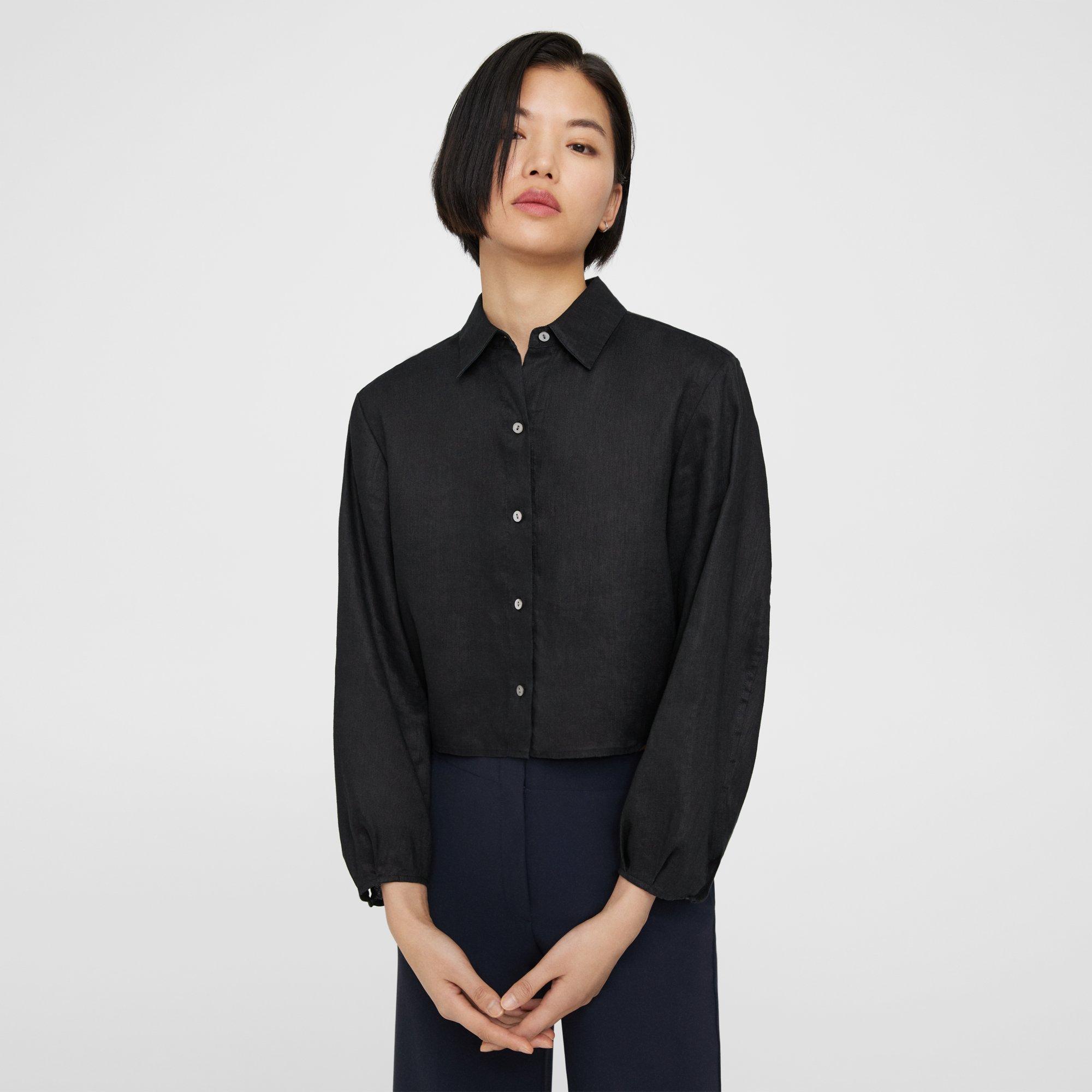 Relaxed Linen Pleated Shirt | Theory
