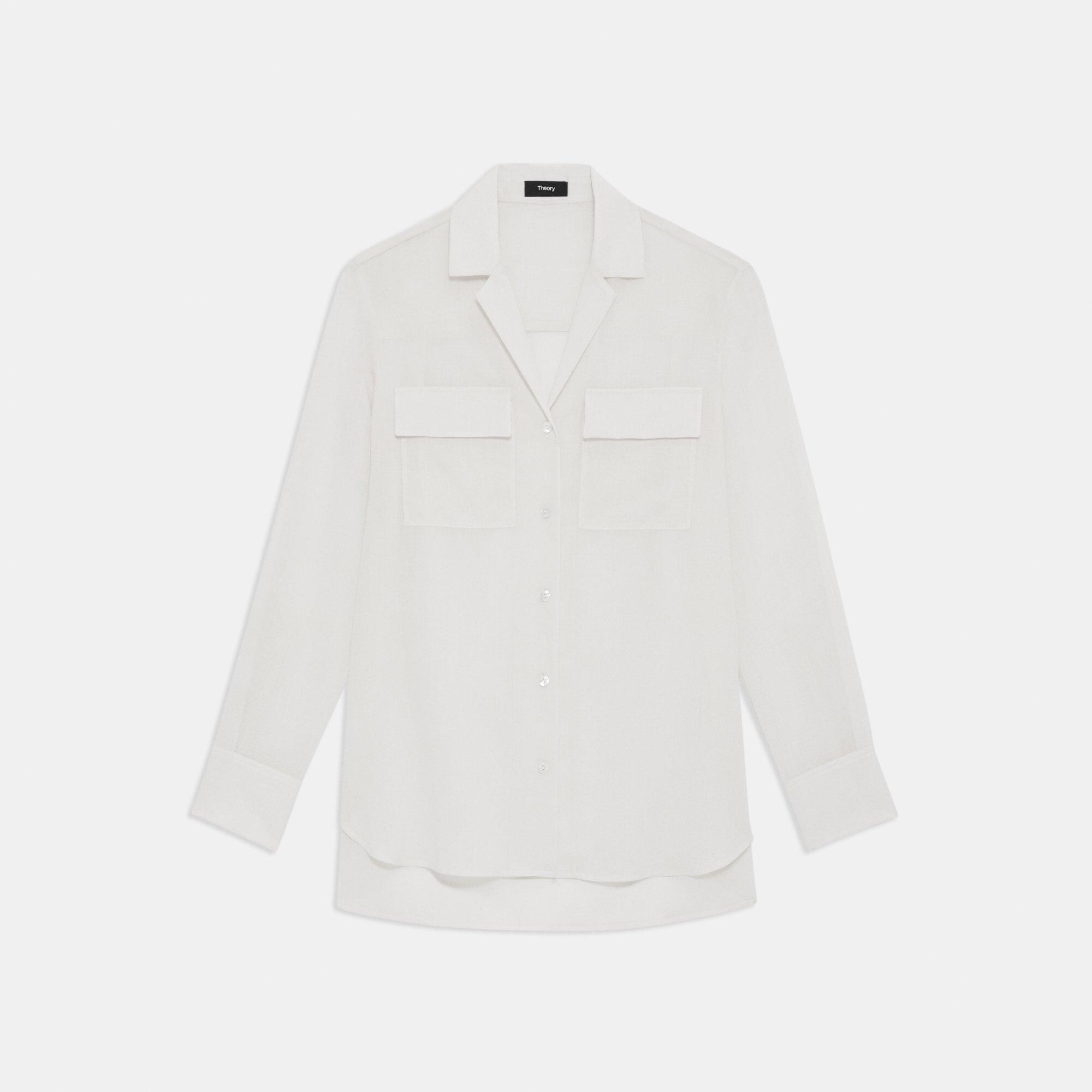 Oversized Patch Pocket Shirt in Relaxed Linen