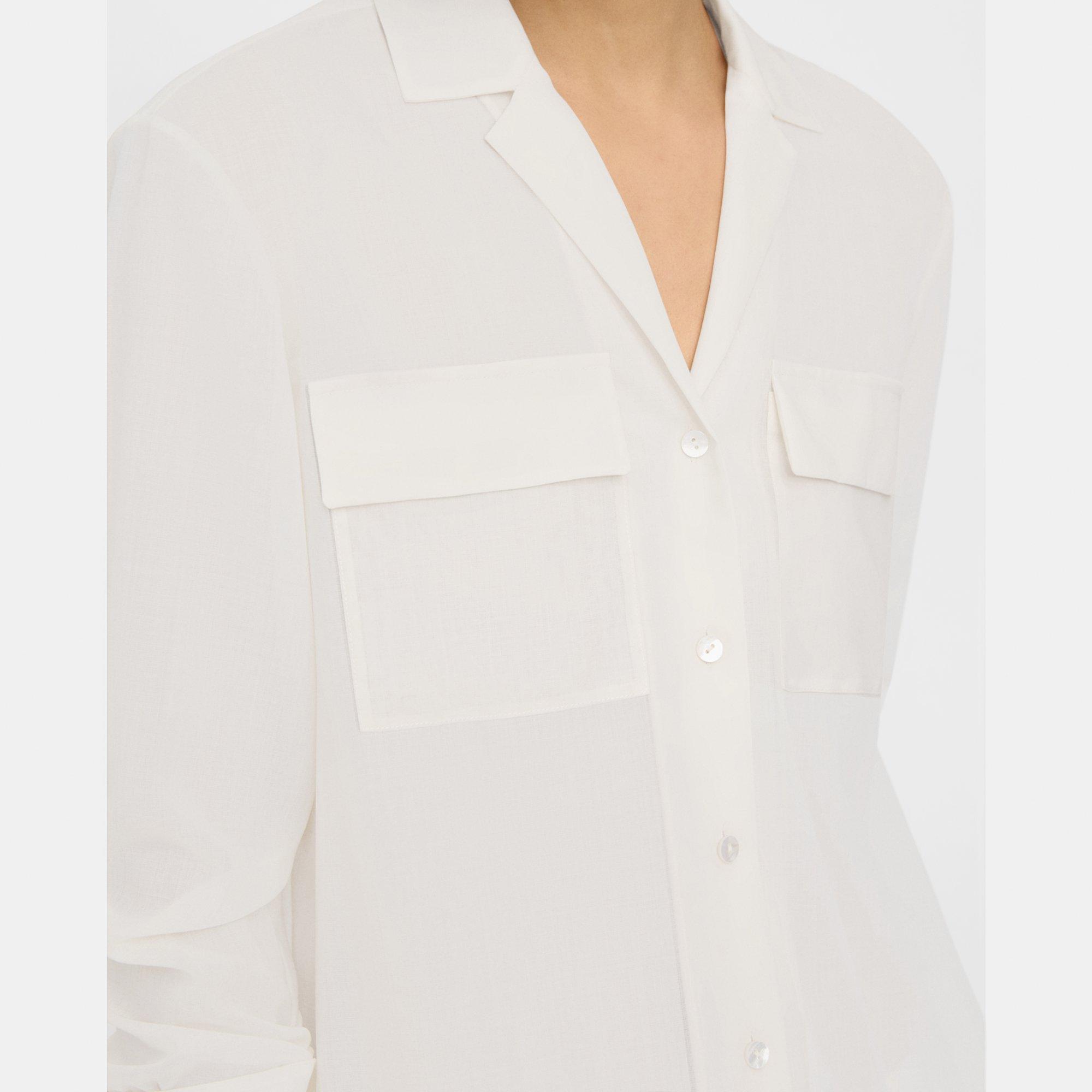 Oversized Patch Pocket Shirt in Relaxed Linen