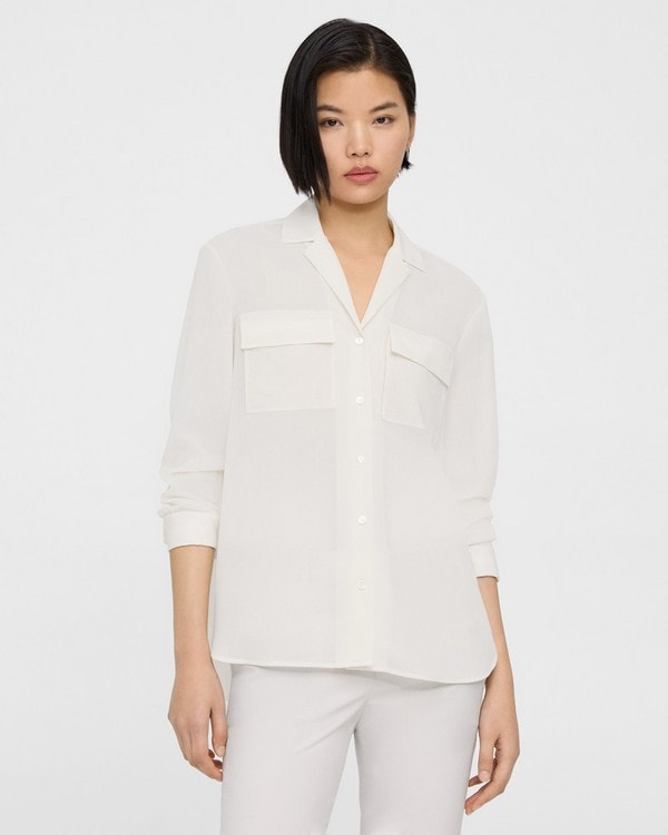 Oversized Patch Pocket Shirt in Relaxed Linen