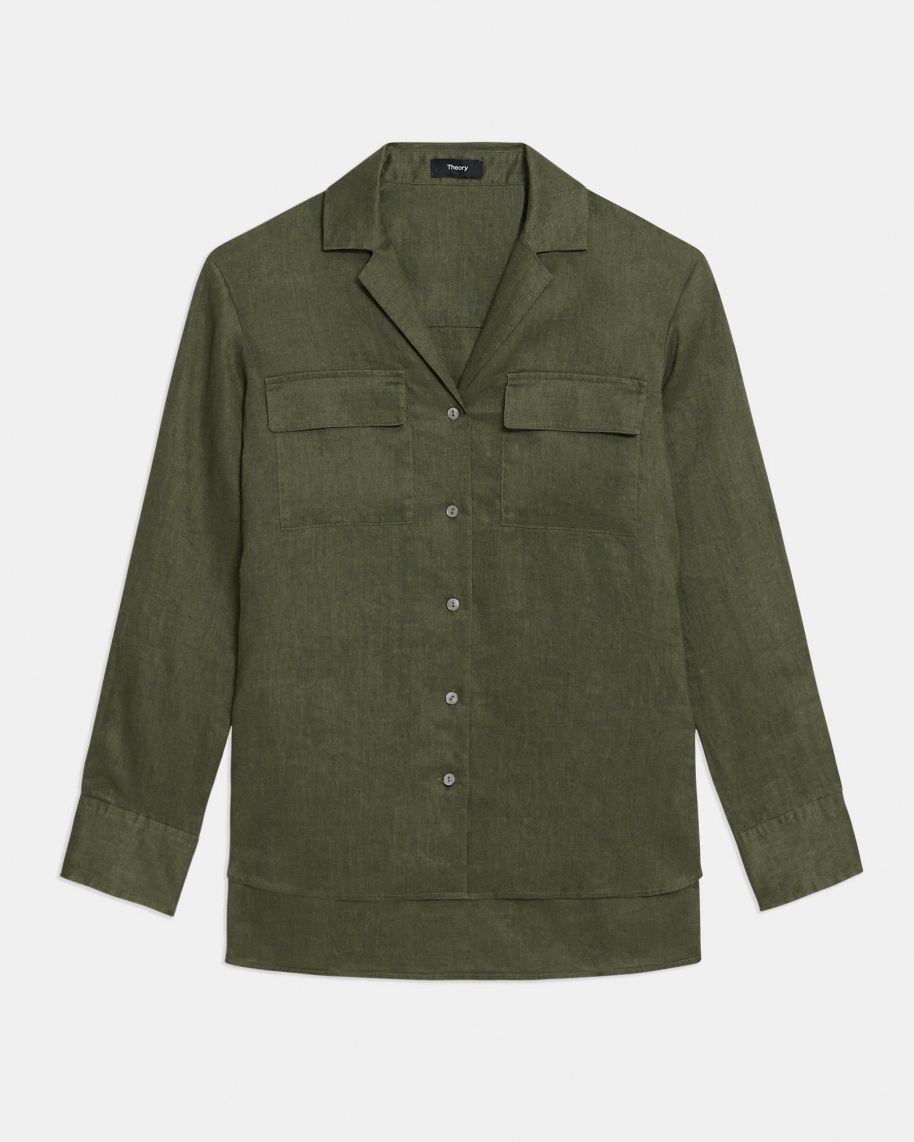 Oversized Patch Pocket Shirt in Relaxed Linen