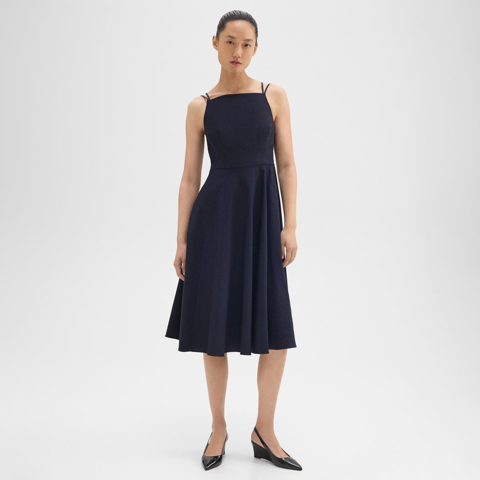 Theory Square Neck Dress in Good Linen