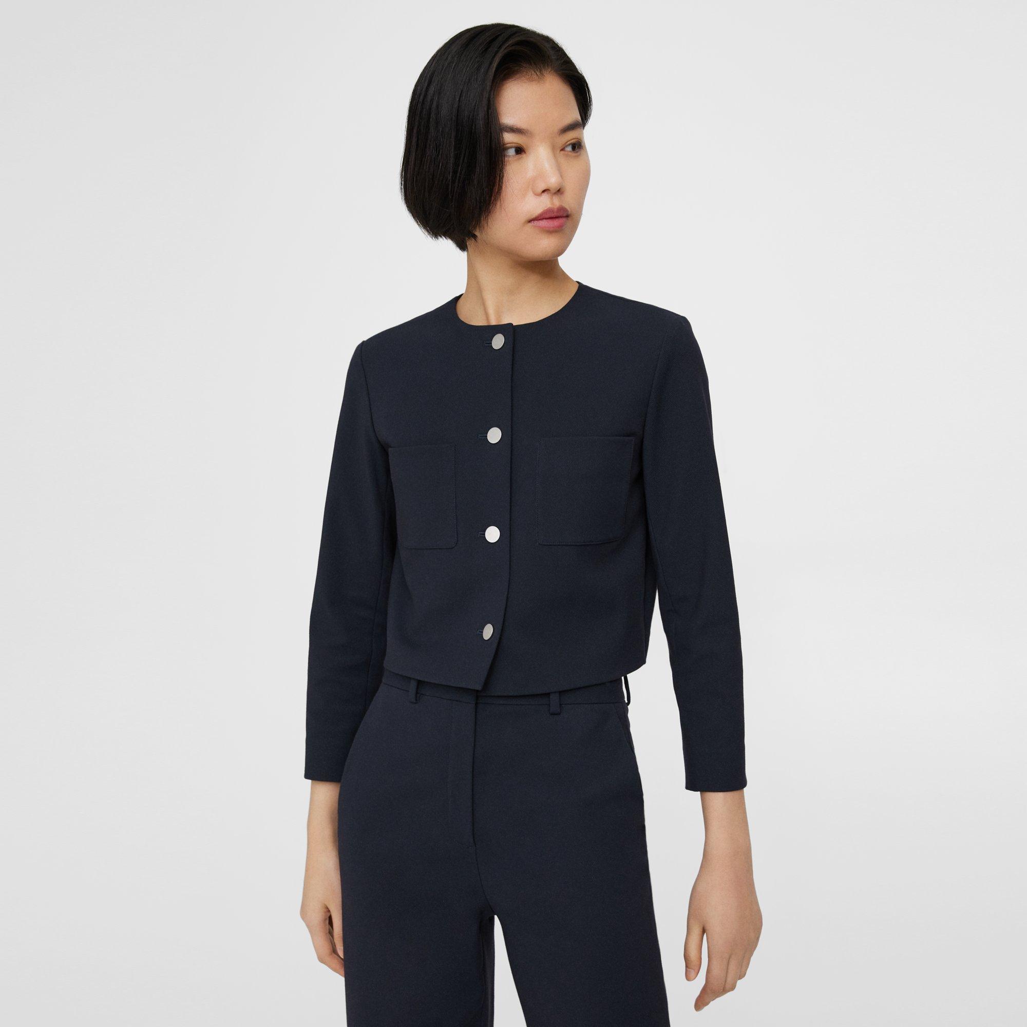 Blue Neoteric Twill Cropped Jacket | Theory