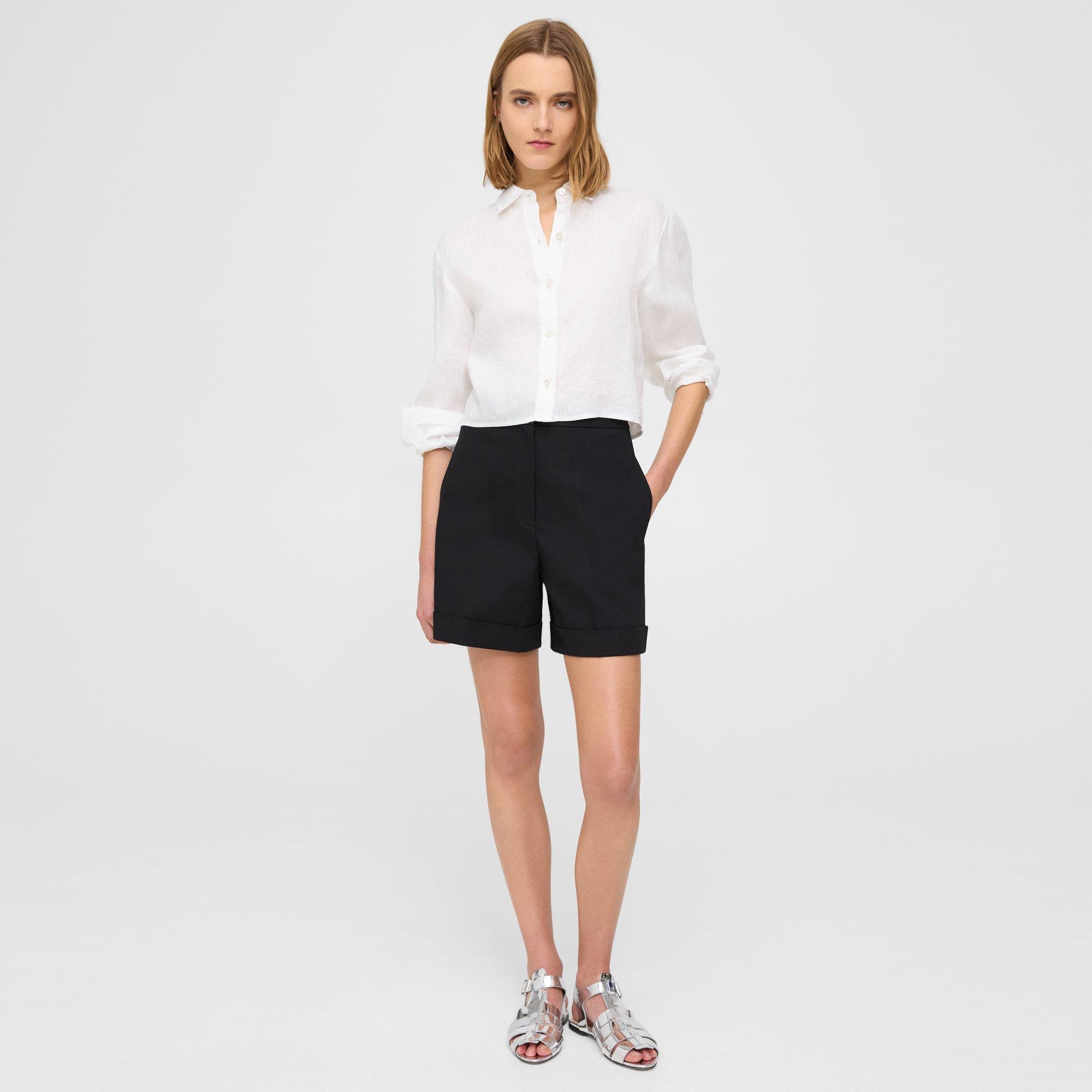 Theory Cuffed Short in Cotton Pique