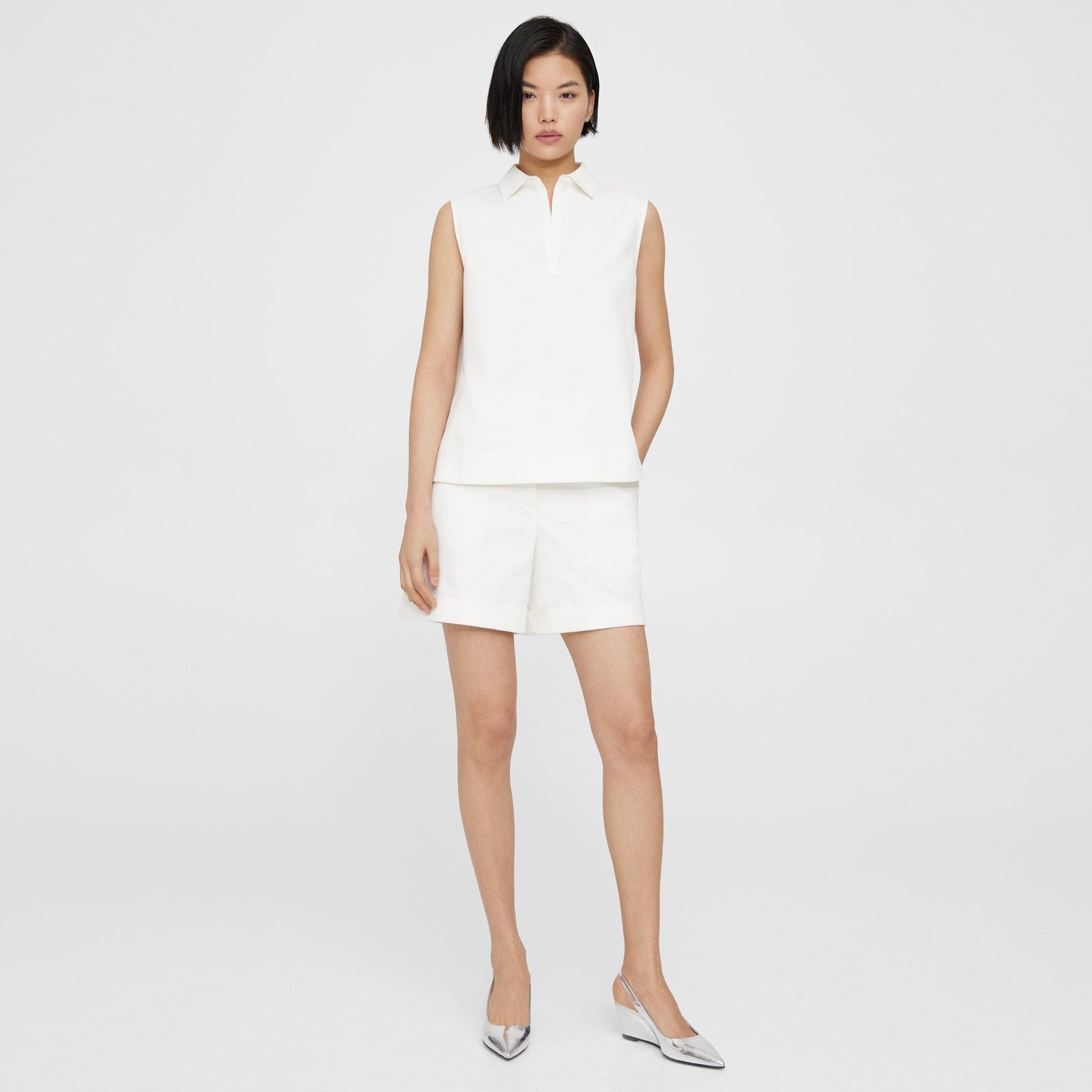 Theory Cuffed Short in Cotton Pique