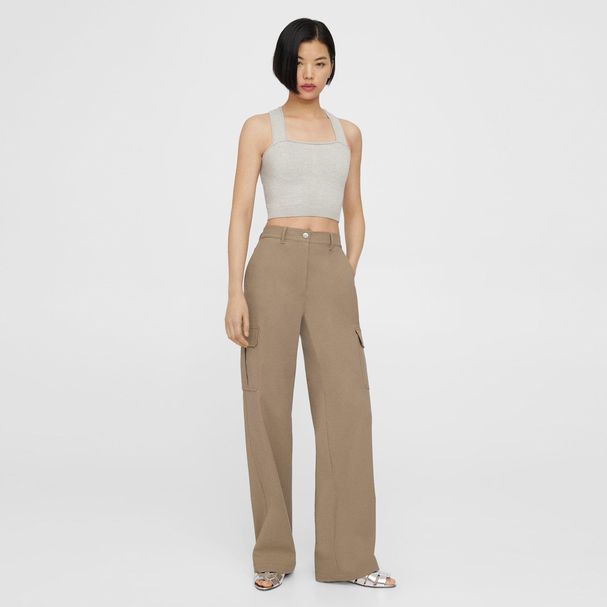 Twill Cargo Wide Leg Pants - Iron