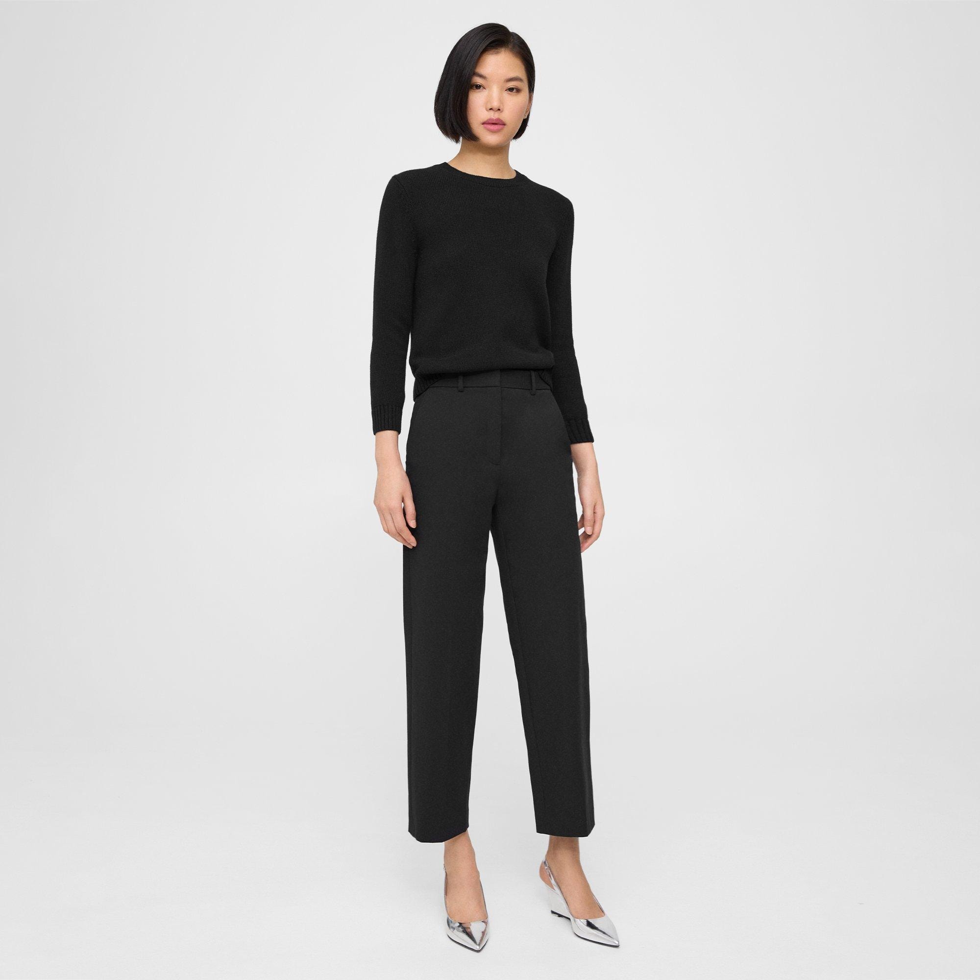 Black Neoteric Twill High-Waist Straight-Leg Pant | Theory