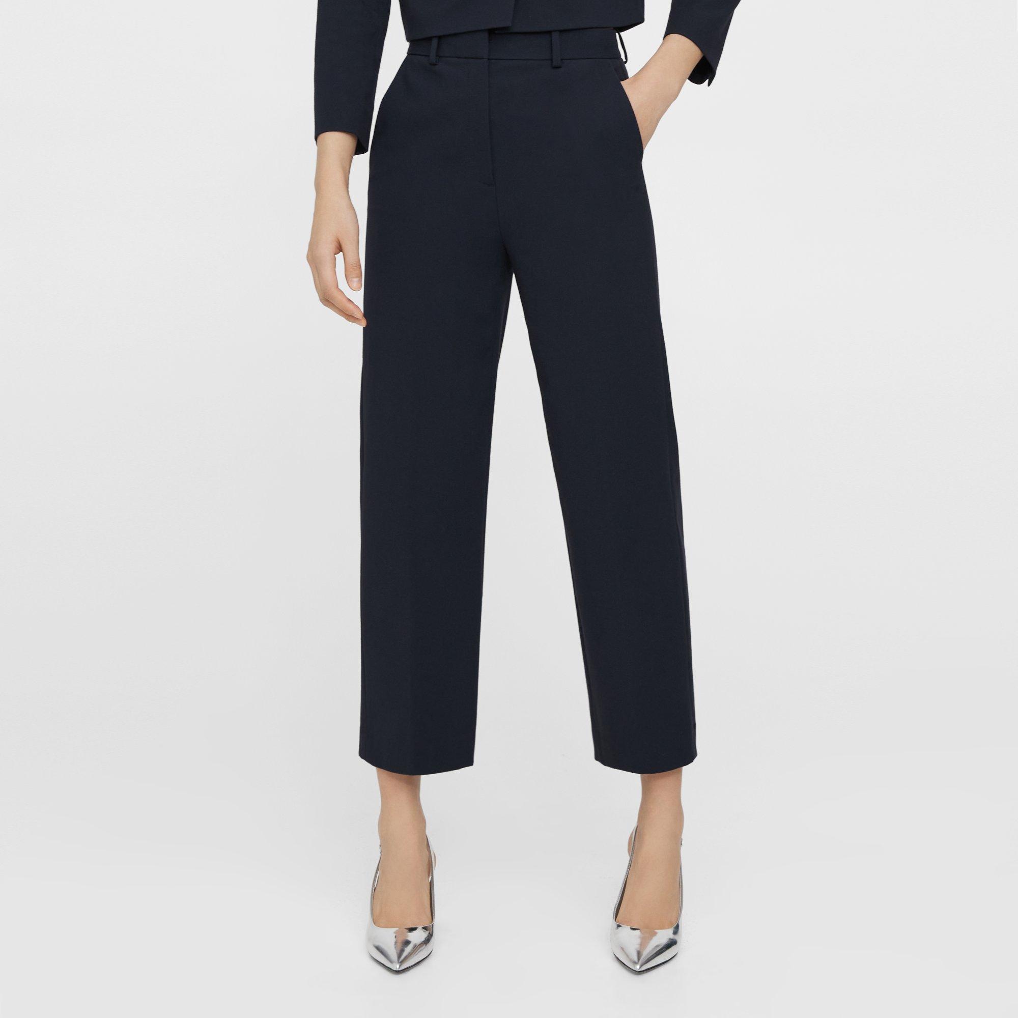 Blue Neoteric Twill High-Waist Straight-Leg Pant | Theory