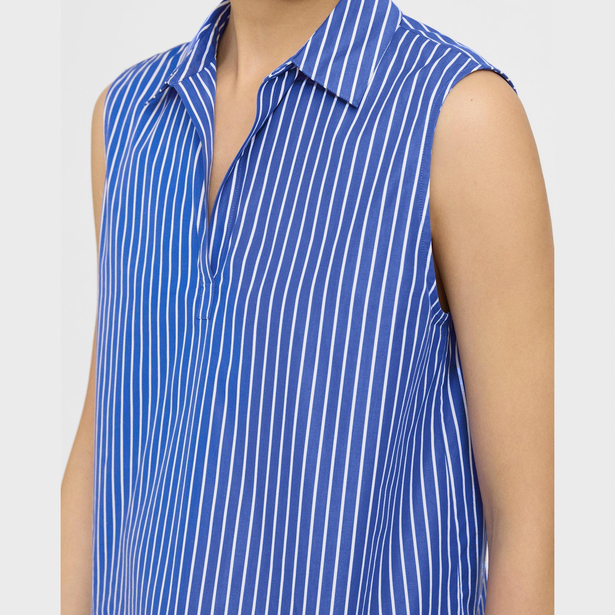 Sleeveless Polo Shell Top in Cotton Piqué