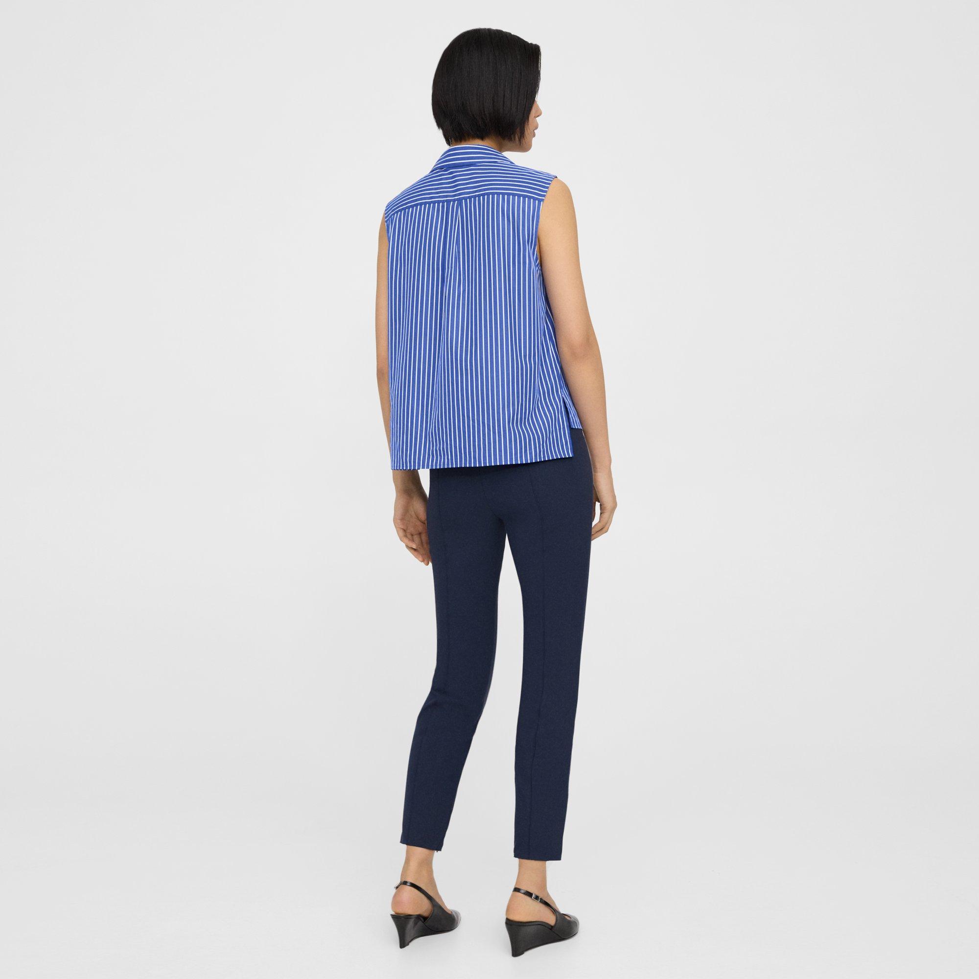Sleeveless Polo Shell Top in Cotton Piqué