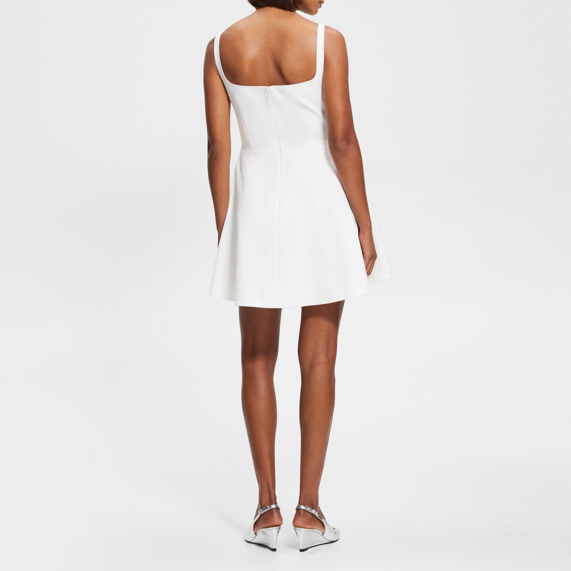 Flared Mini Dress in Cotton Piqué