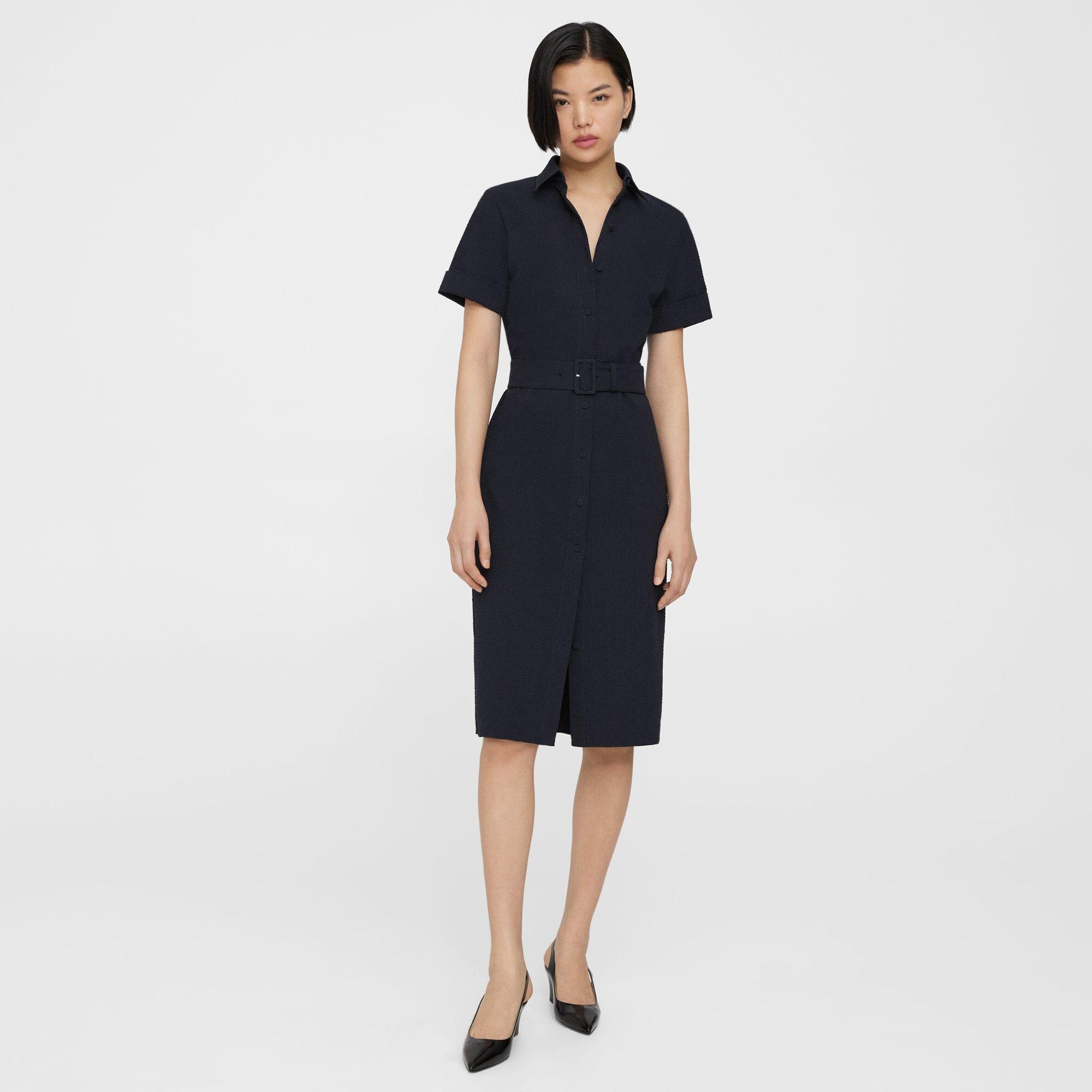 Seersucker Belted Shirt Dress | Theory