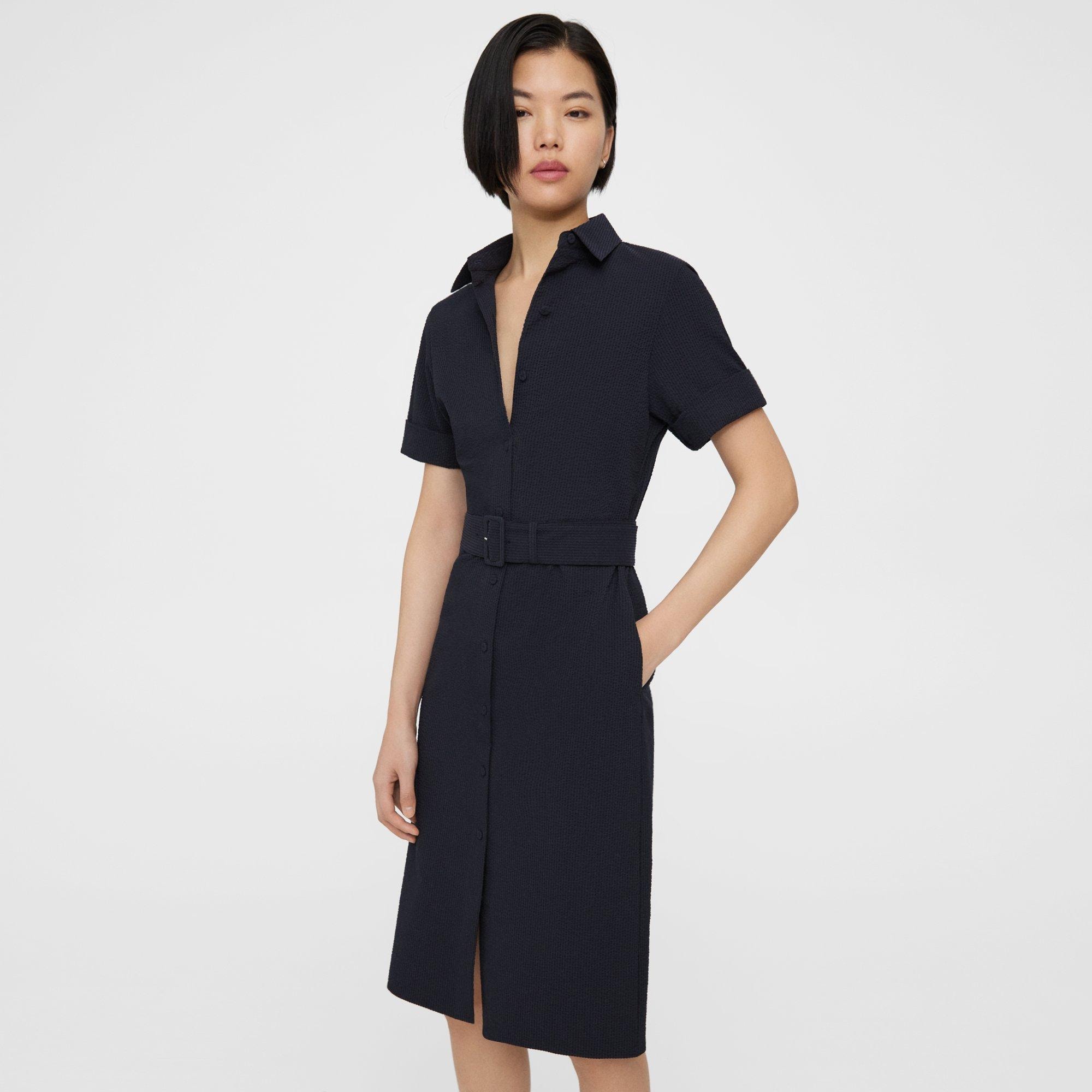 Seersucker Belted Shirt Dress | Theory