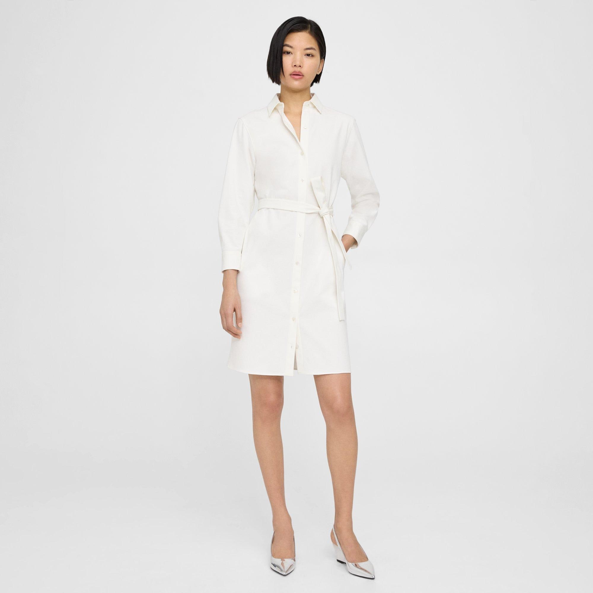 P.A.R.O.S.H. tie-waist shirt dress - White