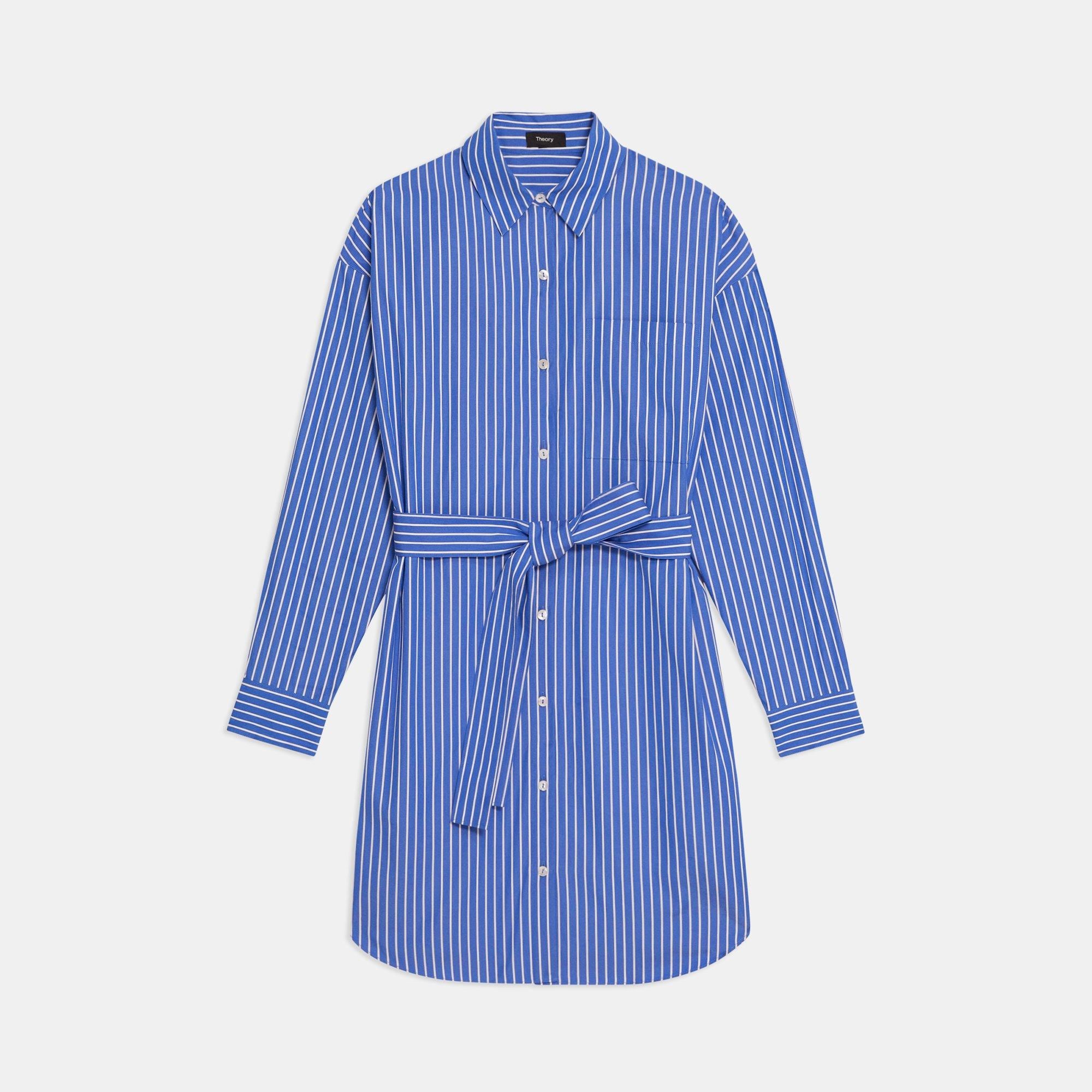 Oversized Shirt Dress in Striped Cotton