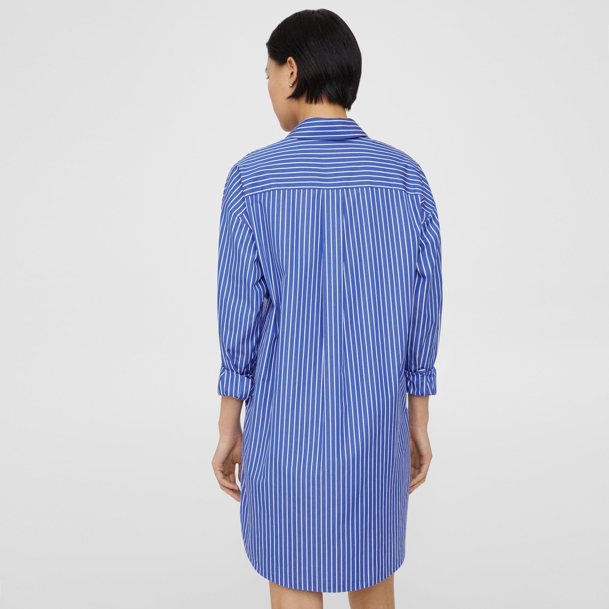 Oversized Shirt Dress in Striped Cotton