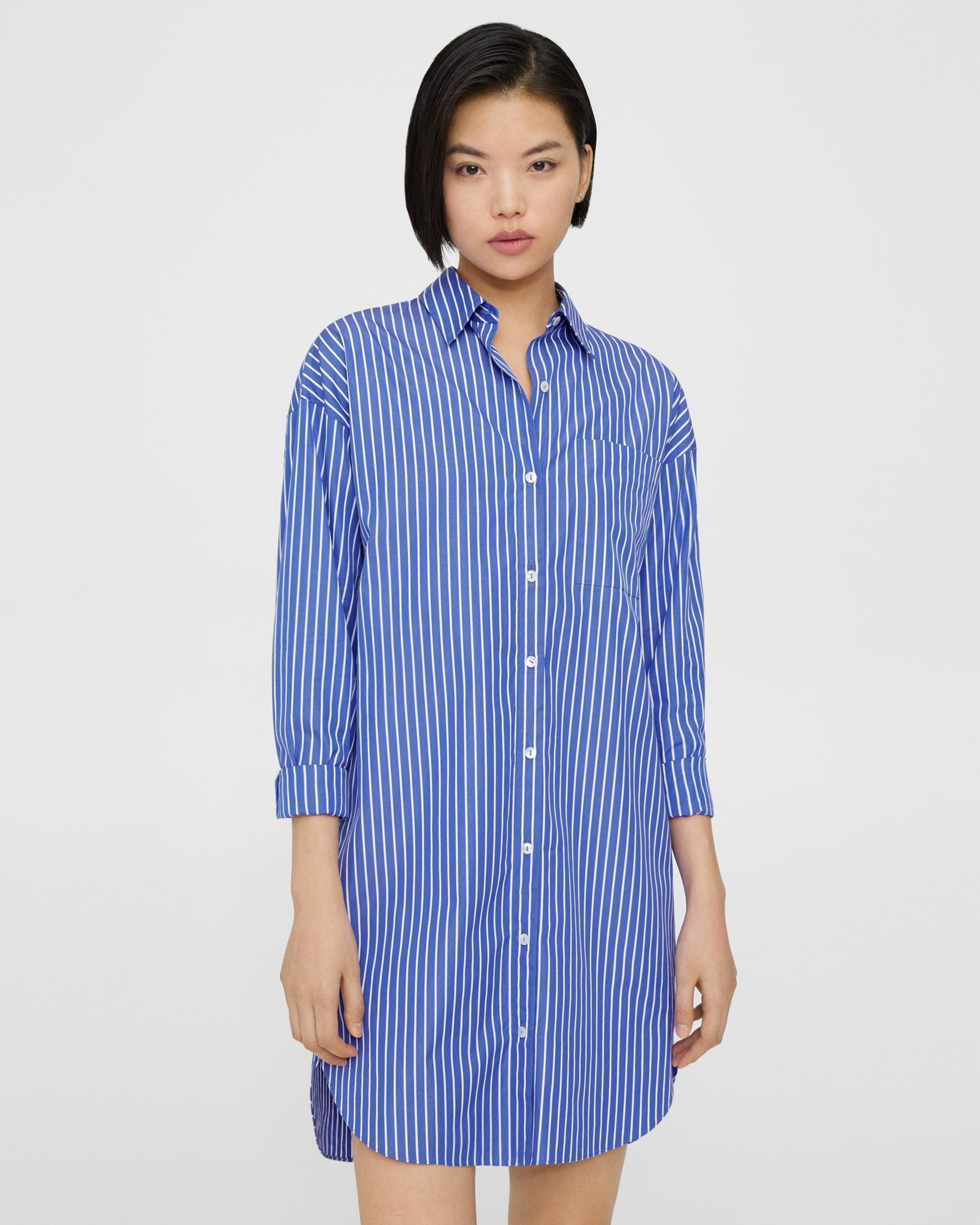 Oversized Shirt Dress in Striped Cotton