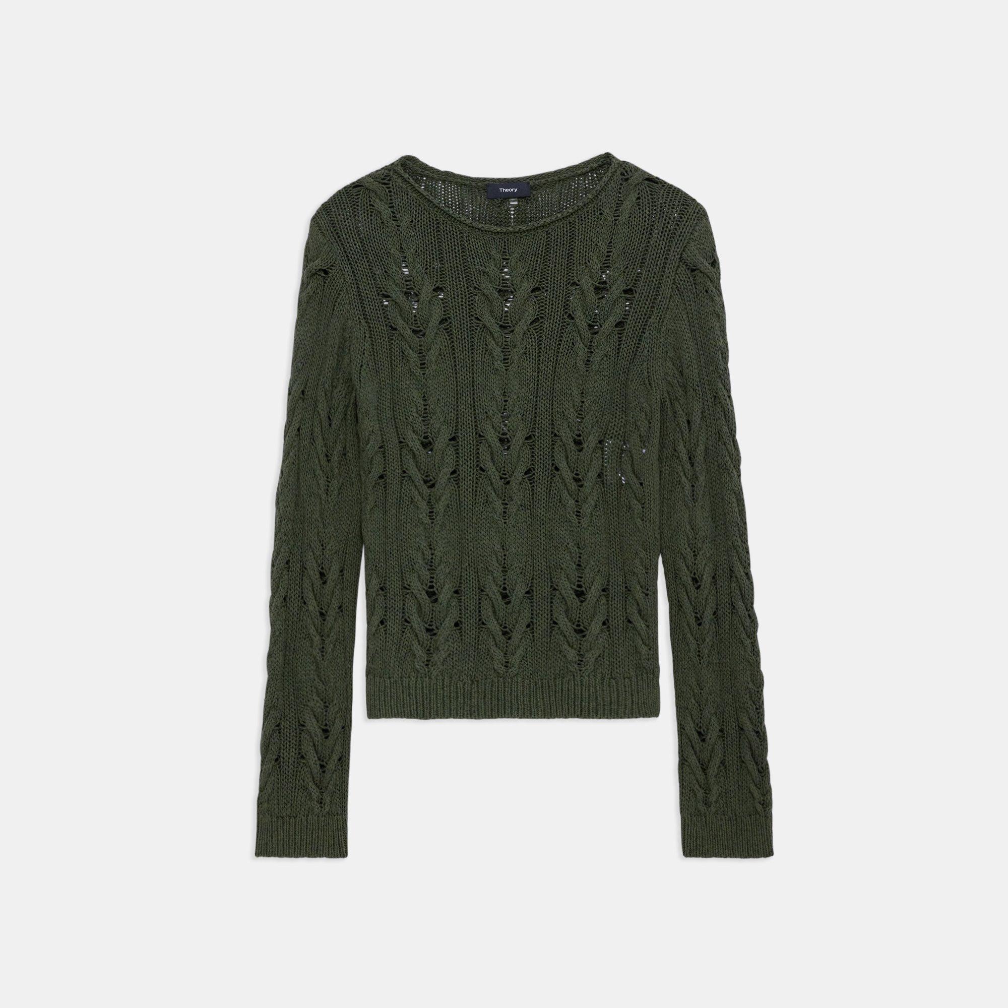 Silk-Cotton Cable Knit Sweater | Theory
